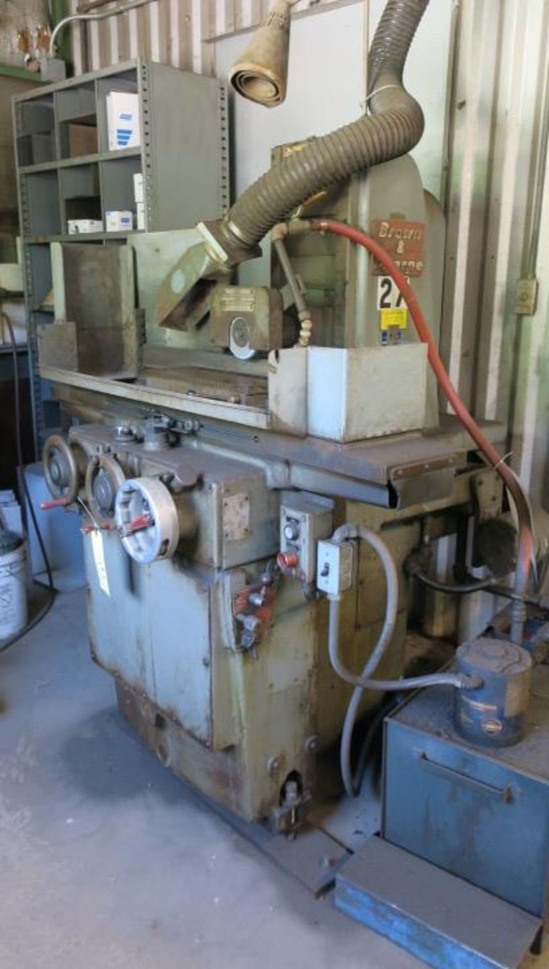 HYDRAULIC SURFACE GRINDER, BROWN & SHARPE 6" X 18" MICROMASTER, fine downfeed handle, hyd. long. &