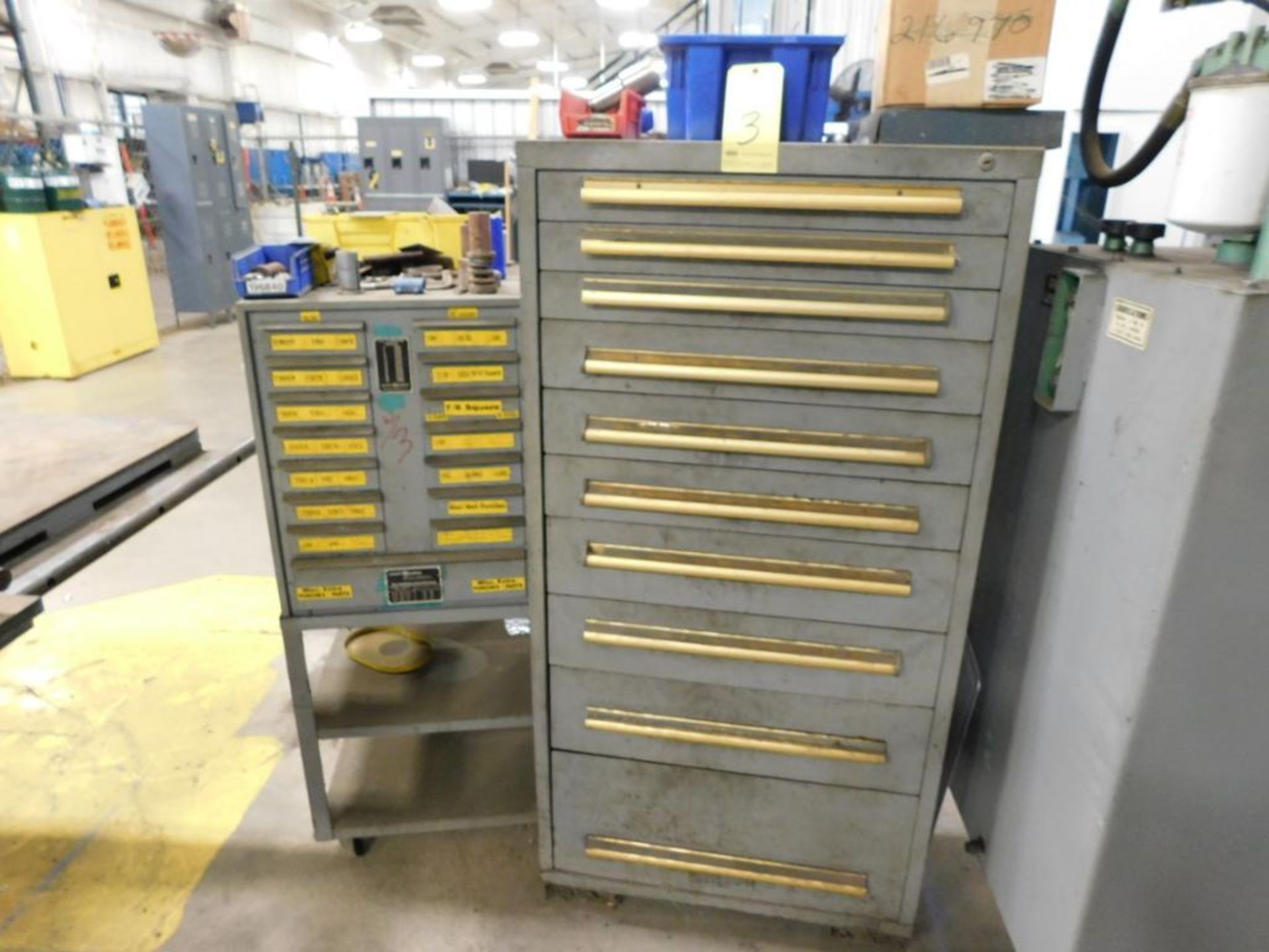 LOT CONSISTING OF: Equipto 10-drawer tooling cabinet, Strippit tooling cabinet, w/large qty. punches