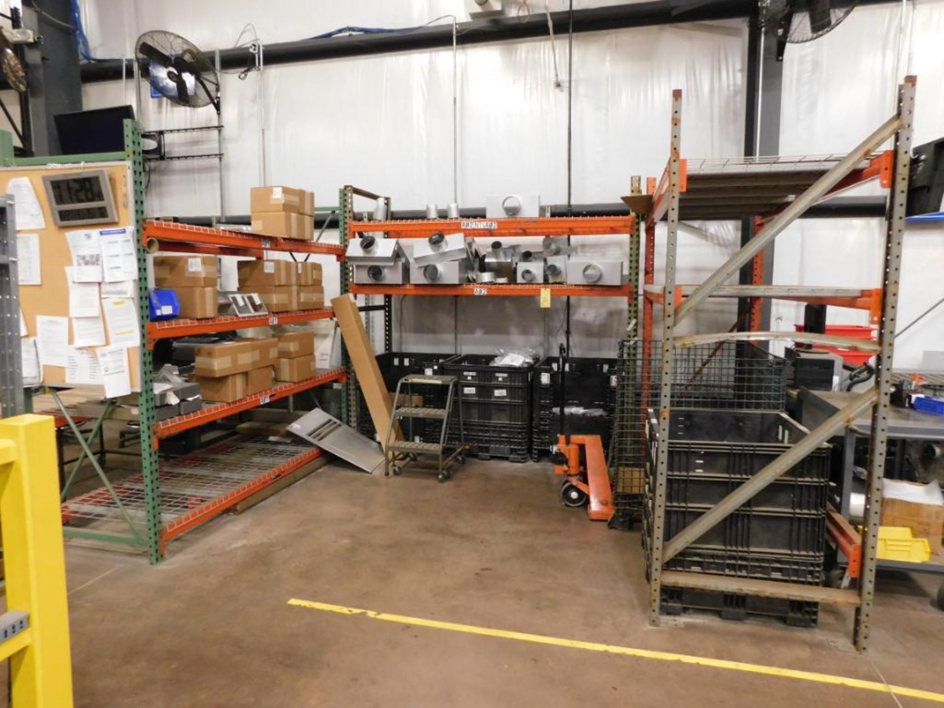 LOT CONSISTING OF: (4) sections of misc. short pallet racks, (3) work benches, desk, (4) file - Image 2 of 3