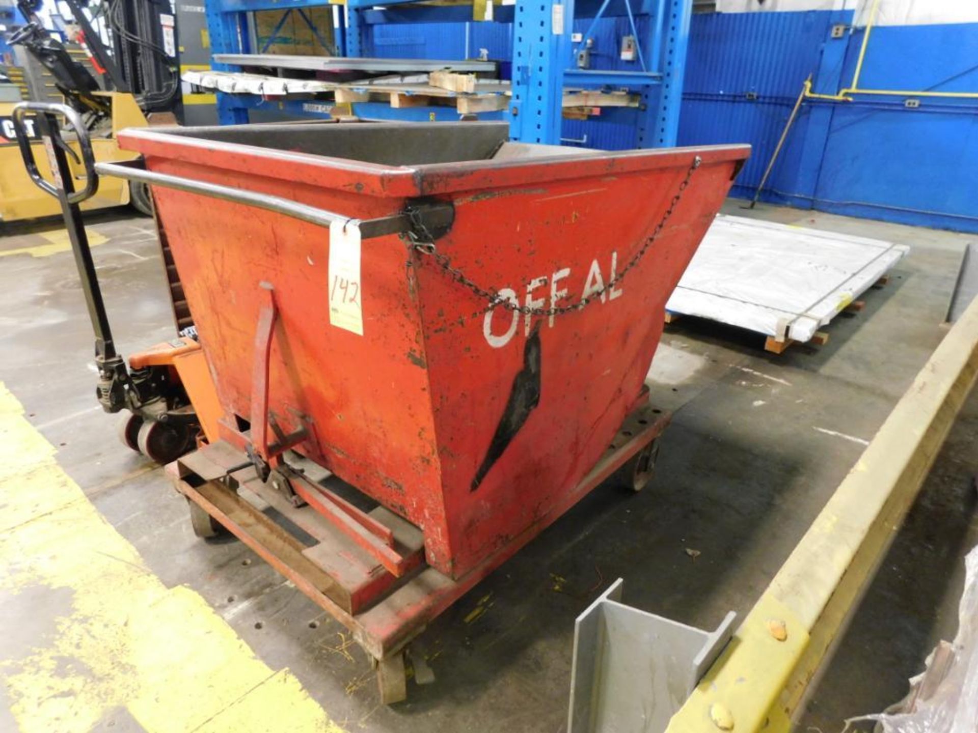 ROLLING SELF DUMPING STEEL SCRAP HOPPER, 1 yd.