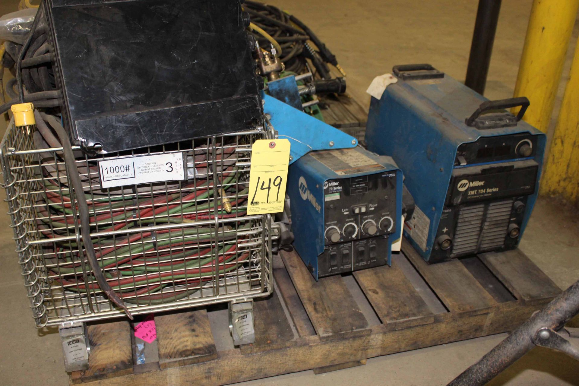 WELDING MACHINE, MILLER XMT 304 SERIES, 300 amps @ 32 V., 100% duty cycle, Miller 70 Series dual