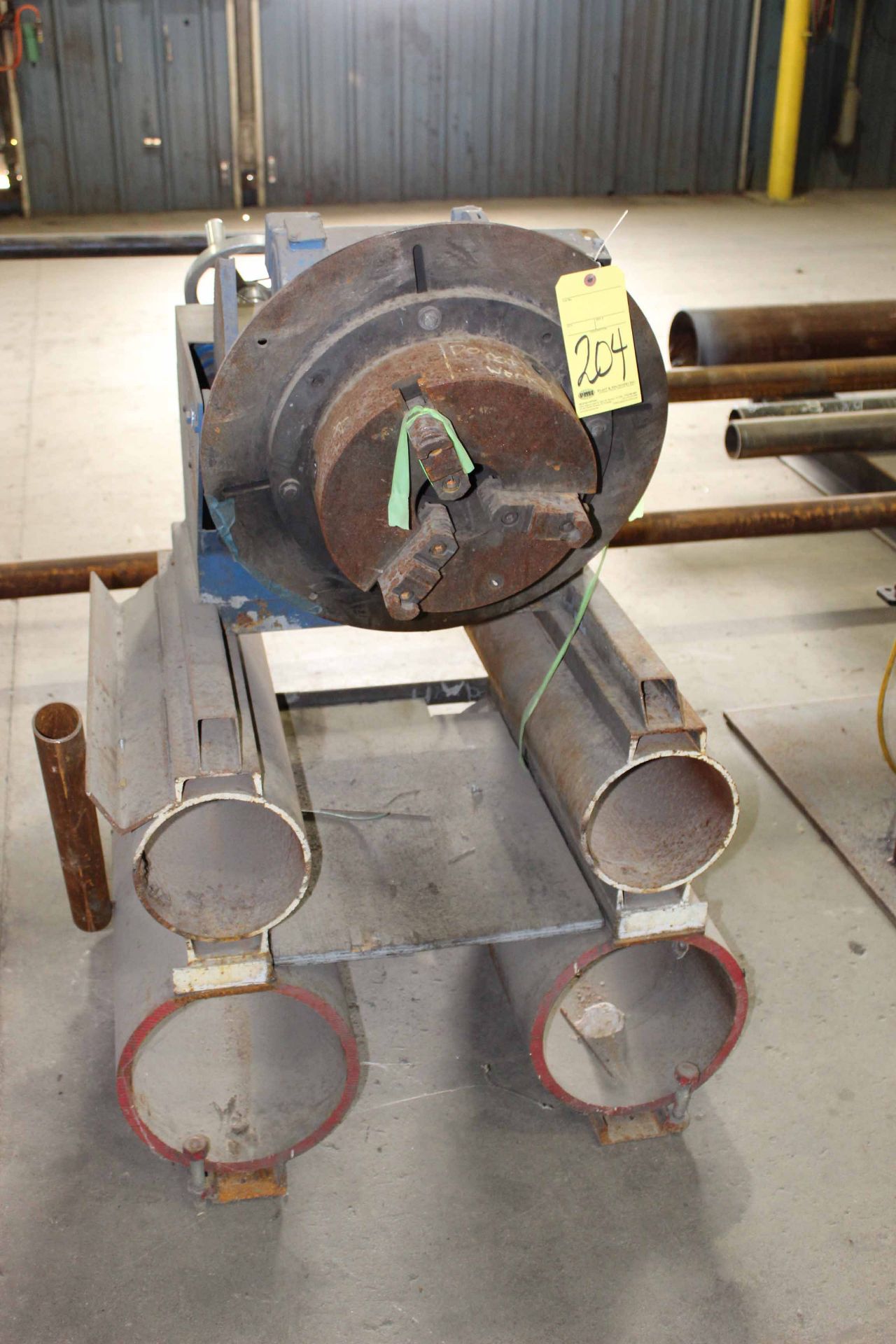 WELDING POSITIONER, PRESTON-EASTIN 500 LB. CAP. MDL. PA-SMT, 3-jaw chuck, on fabricated stand