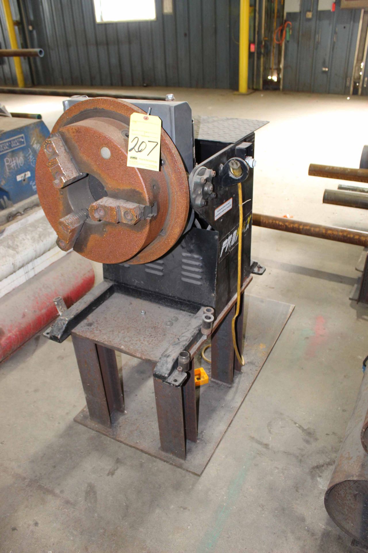 WELDING POSITIONER, PROFAX 500 LB. CAP. MDL. WP-500, 3-jaw chuck, on fabricated stand