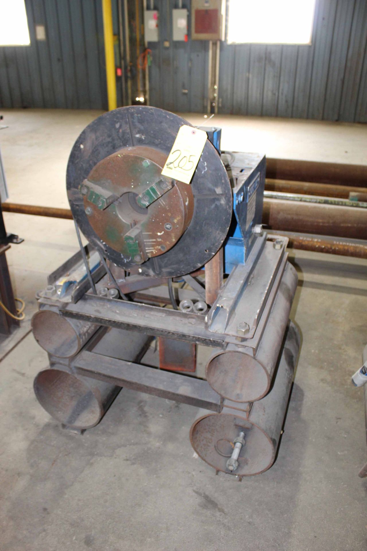 WELDING POSITIONER, PRESTON-EASTIN 500 LB. CAP. MDL. PA-SMT, 3-jaw chuck, on fabricated stand