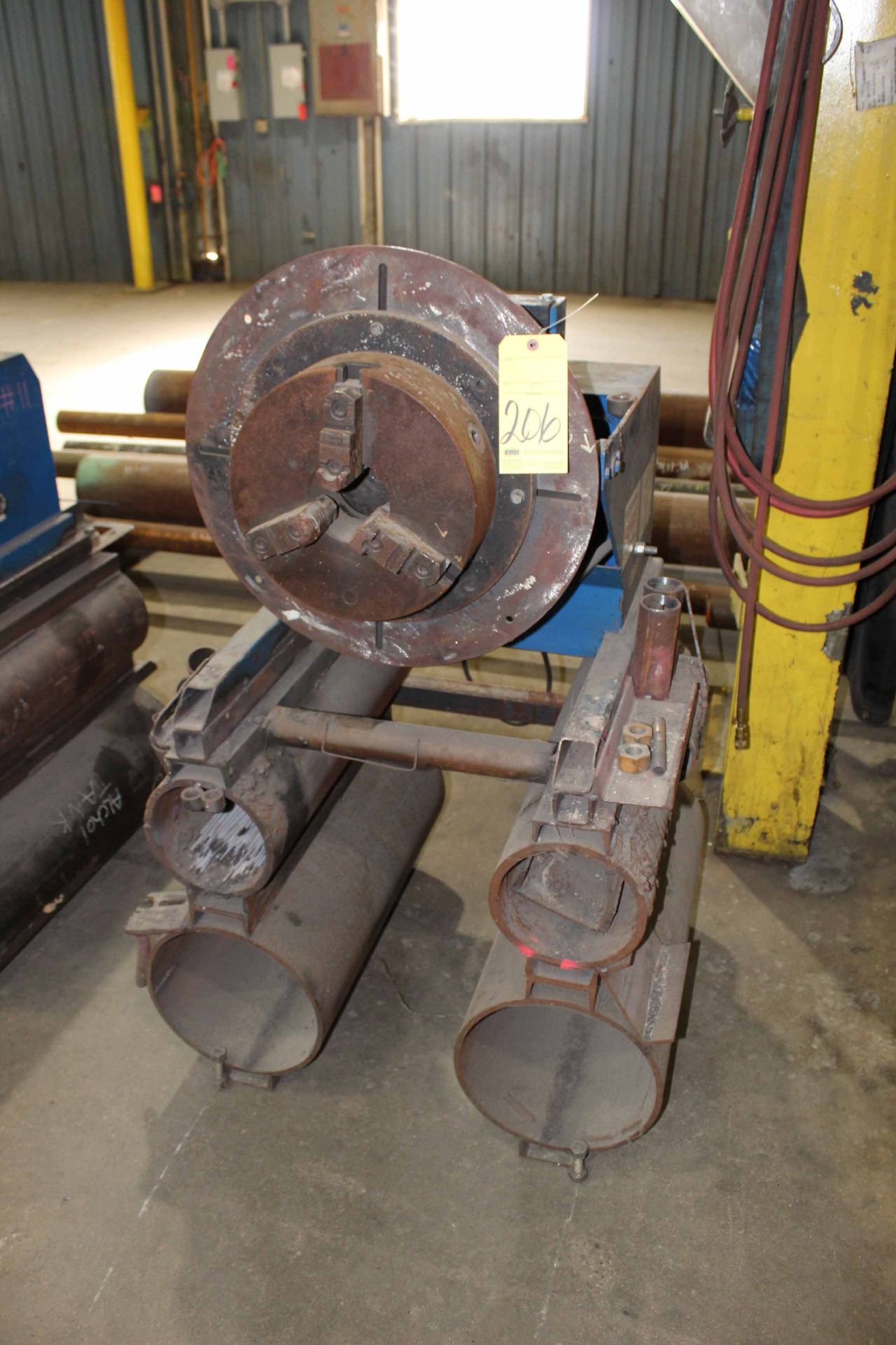 WELDING POSITIONER, PRESTON-EASTIN 500 LB. CAP. MDL. PA-SMT, 3-jaw chuck, on fabricated stand