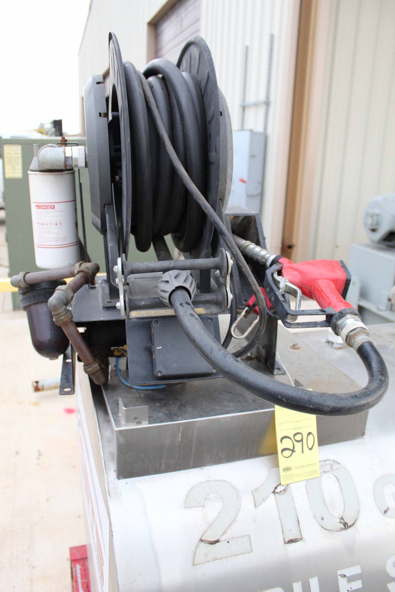 STAINLESS STEEL FUEL TANK, 210 gal. cap., on skid w/dispensing pump & meter on handle - Image 3 of 3