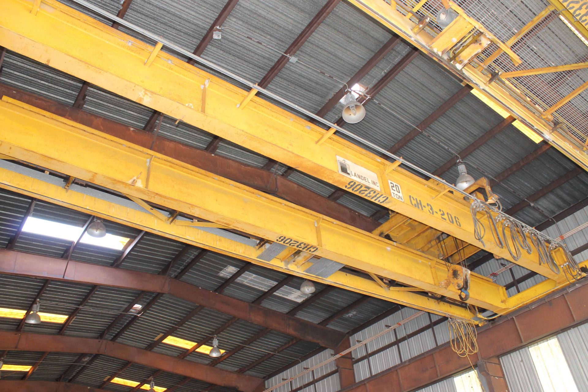 Overhead Bridge Crane, Landel 20 ton cap. x 44'-7-1/2" span, dual I-beam, top riding, pendant - Image 3 of 5