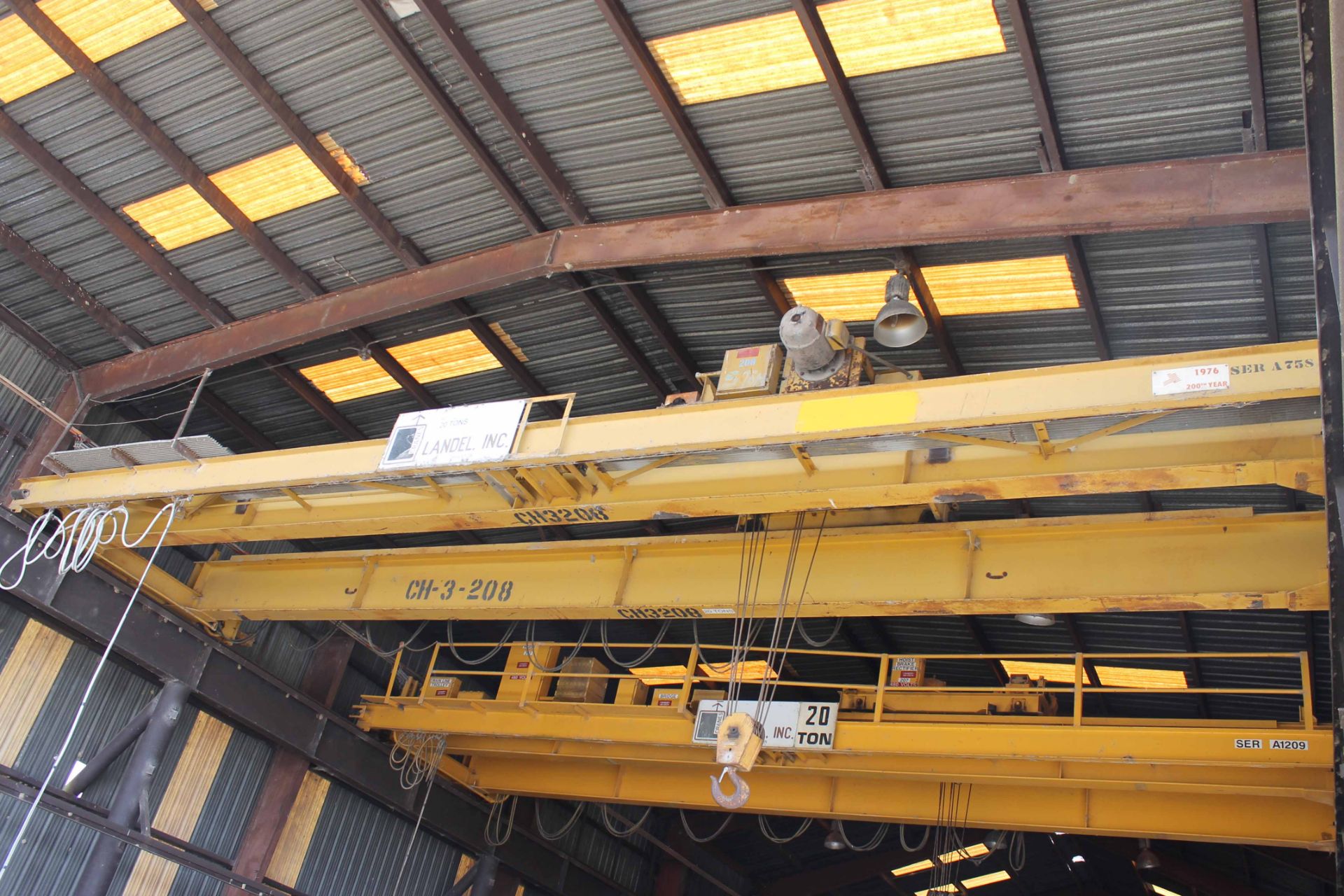 Overhead Bridge Crane, Landel 20 ton cap. x 44'-7-1/2" span, dual I-beam, top riding, pendant - Image 2 of 5