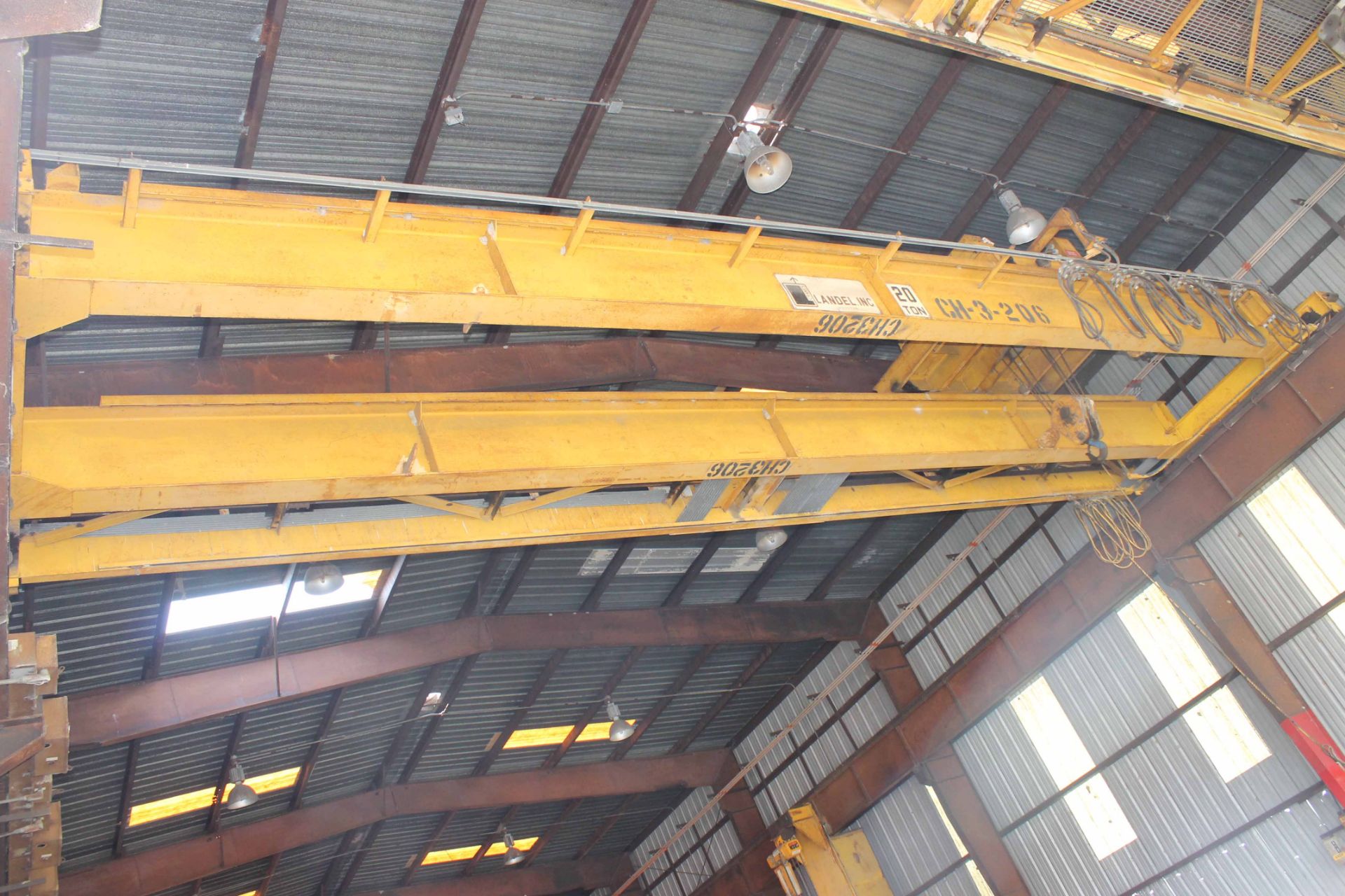 Overhead Bridge Crane, Landel 20 ton cap. x 44'-7-1/2" span, dual I-beam, top riding, pendant - Image 4 of 5