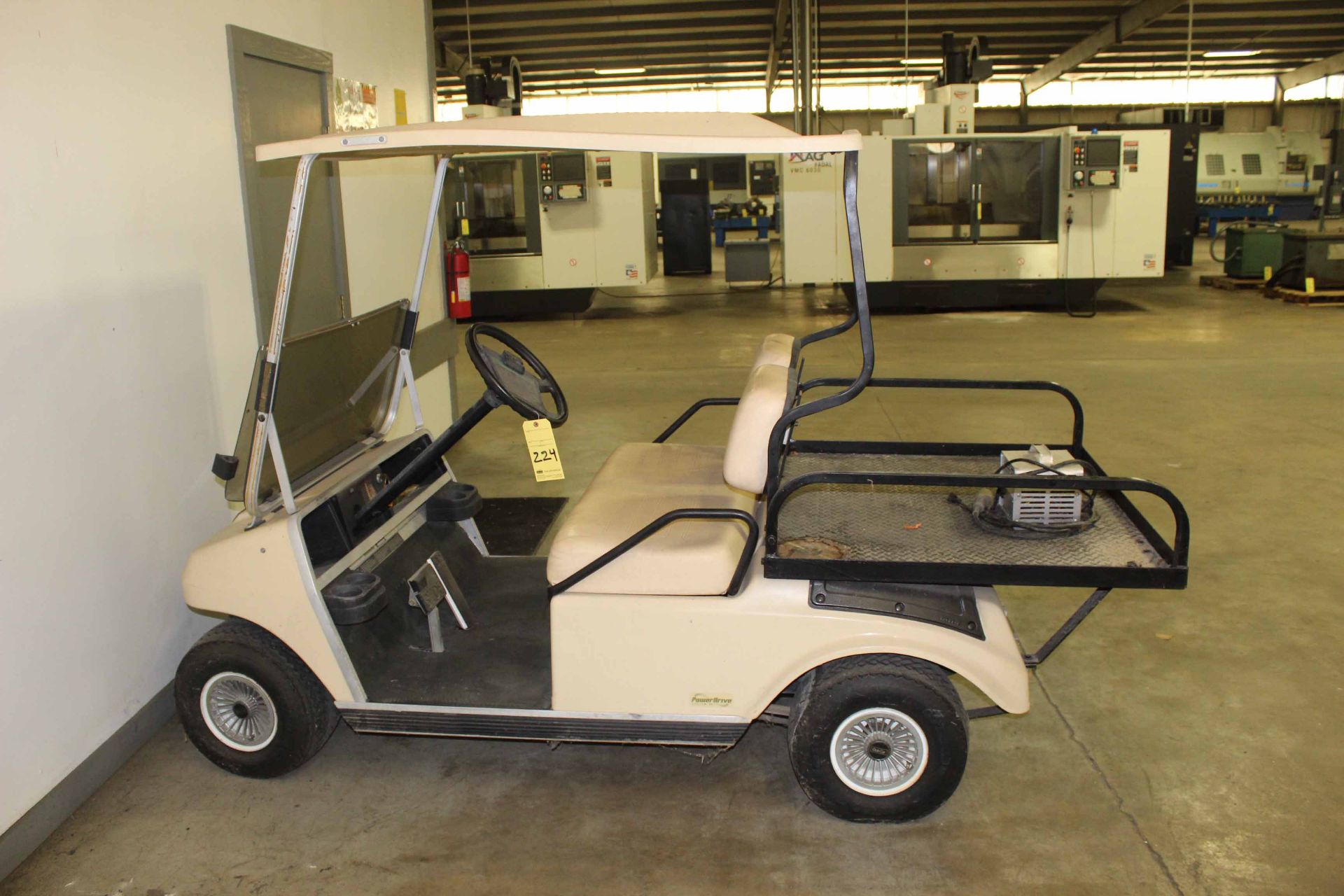 GOLF CART, CLUB CAR, w/charger, work bed