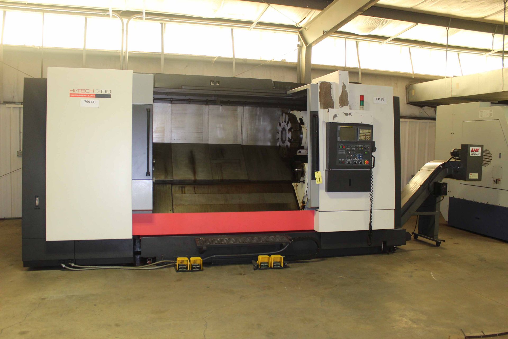 CNC LATHE, HWACHEON MDL. HI-TECH 700, new 2007, Fanuc 18i-TB CNC control, 17.5" dia. 3-jaw hyd. - Image 2 of 7