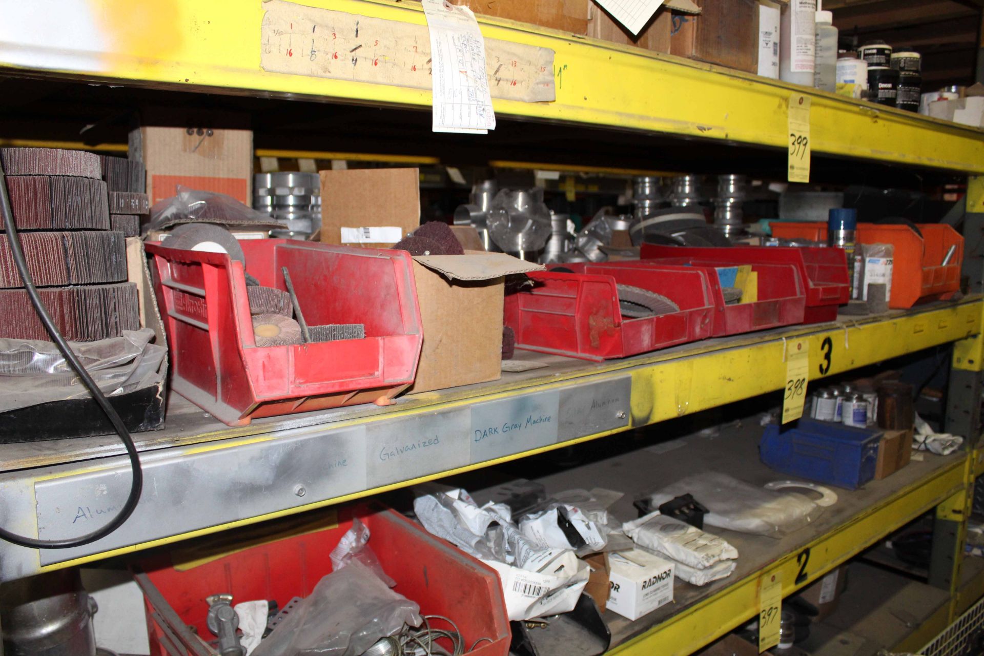 LOT CONSISTING OF: trailer items & abrasives, misc. (on one shelf)