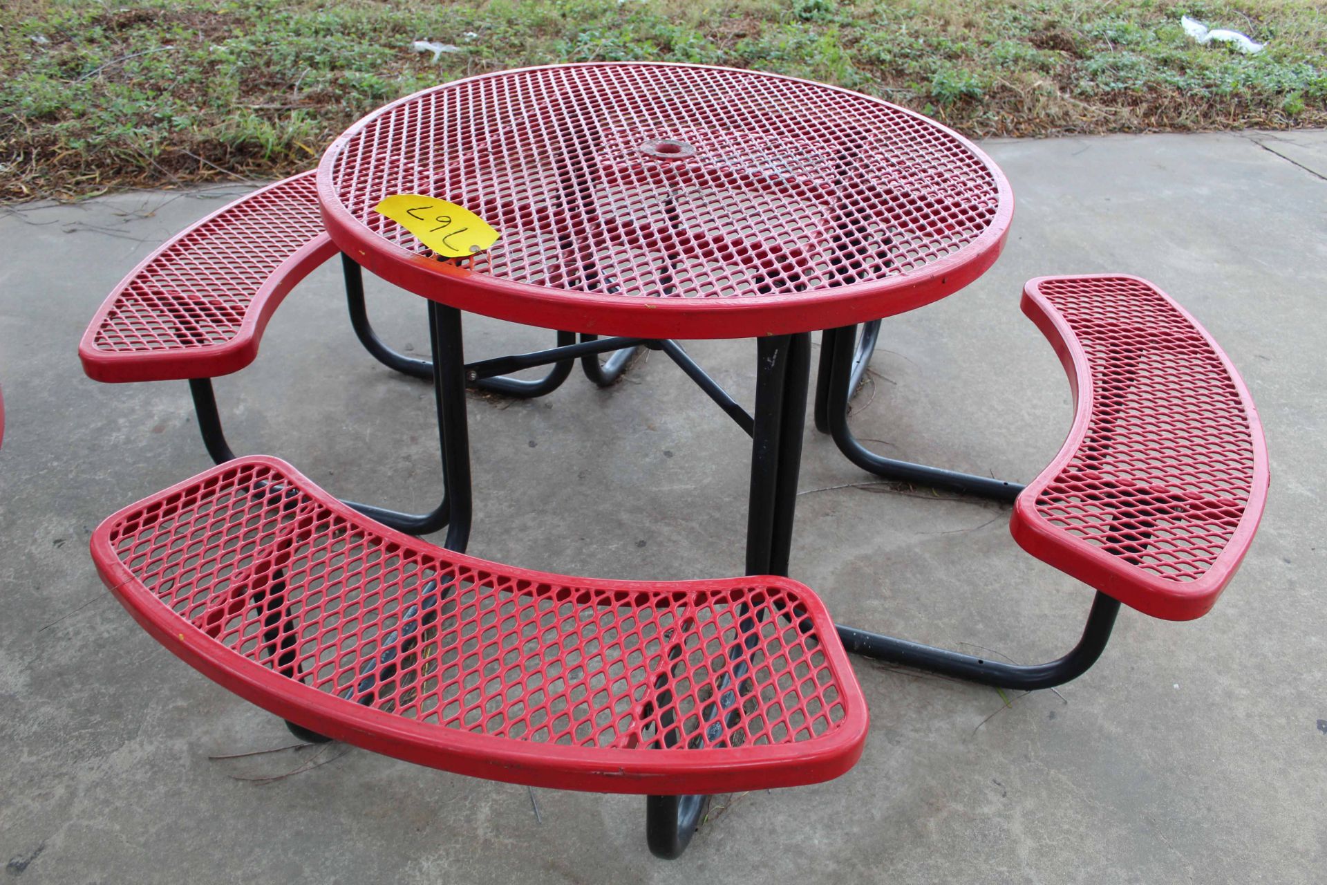 RED PICNIC TABLE, w/attach seats