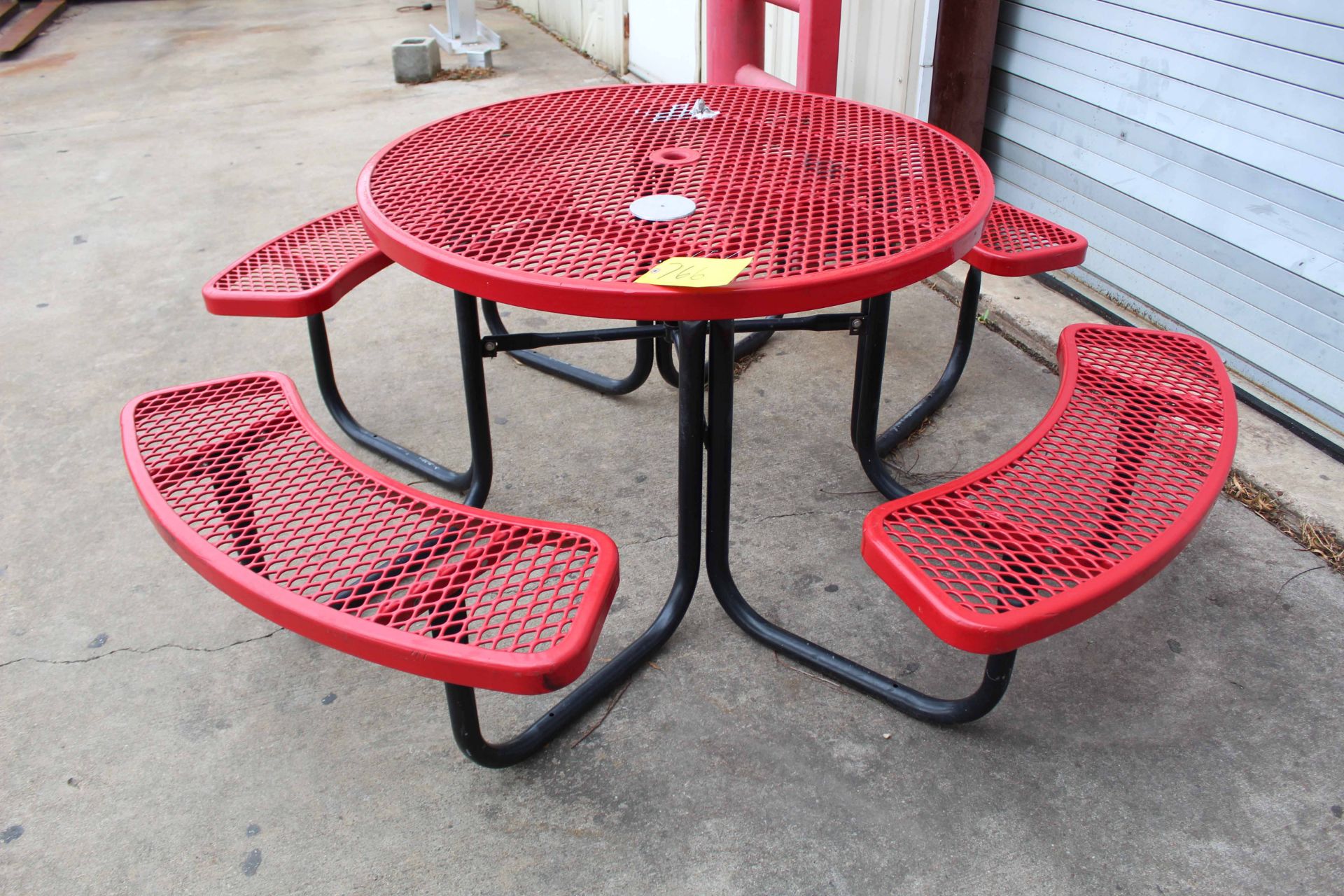 RED PICNIC TABLE, w/attach seats