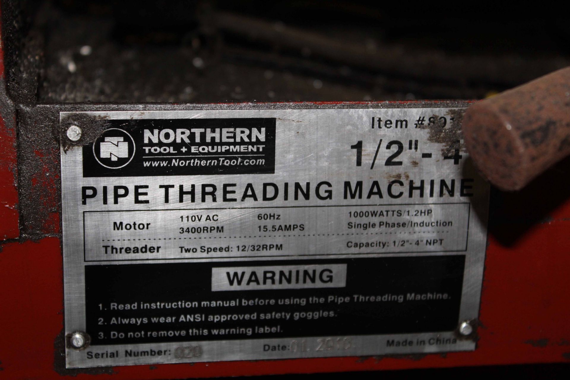 PIPE THREADING MACHINE, NORTHERN, new 2010, 1-1/2" to 4", S/N 020 - Image 3 of 4