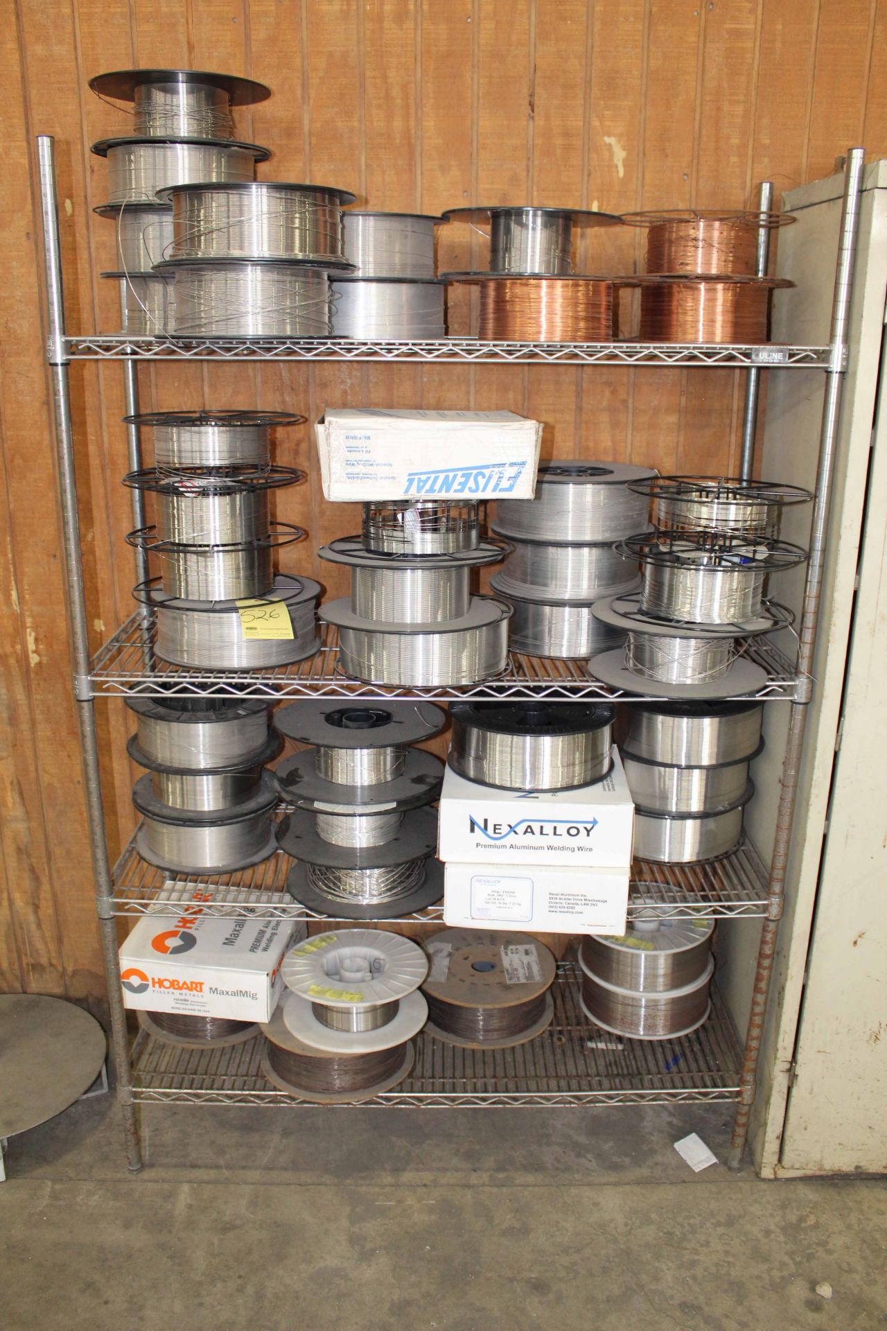 LOT CONSISTING OF: aluminum & metal welding wire (on one rack)