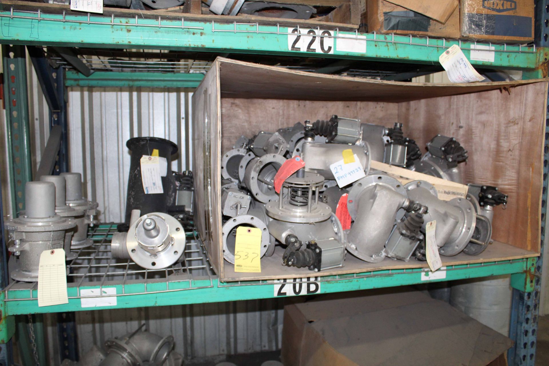 LOT CONSISTING OF: aluminum trailer parts & pumps (on one shelf)