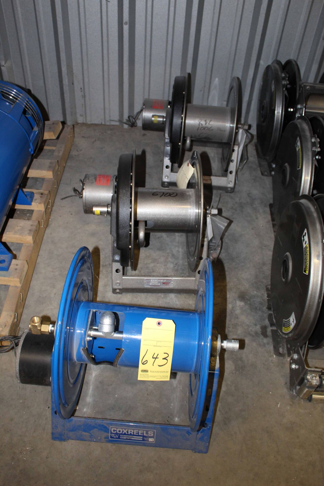 LOT OF HOSE REELS: (2) Hannay Mdl. E1516-17-18 LT Power & (1) Coxreels Mdl. 1125-4-200-E