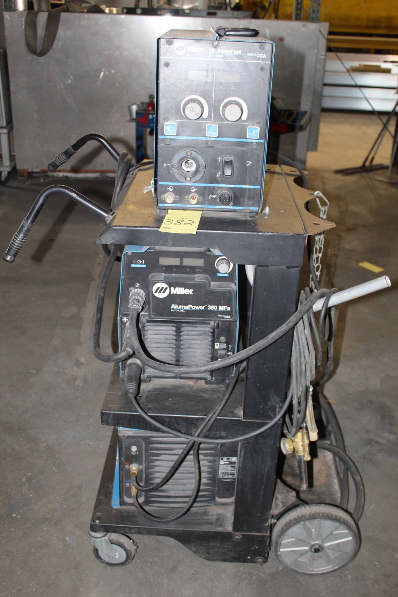 WELDING MACHINE, MILLER ALUMAPOWER 350MPA, new 2012, Miller XR-AlumaFeed wire feeder, Coolmate