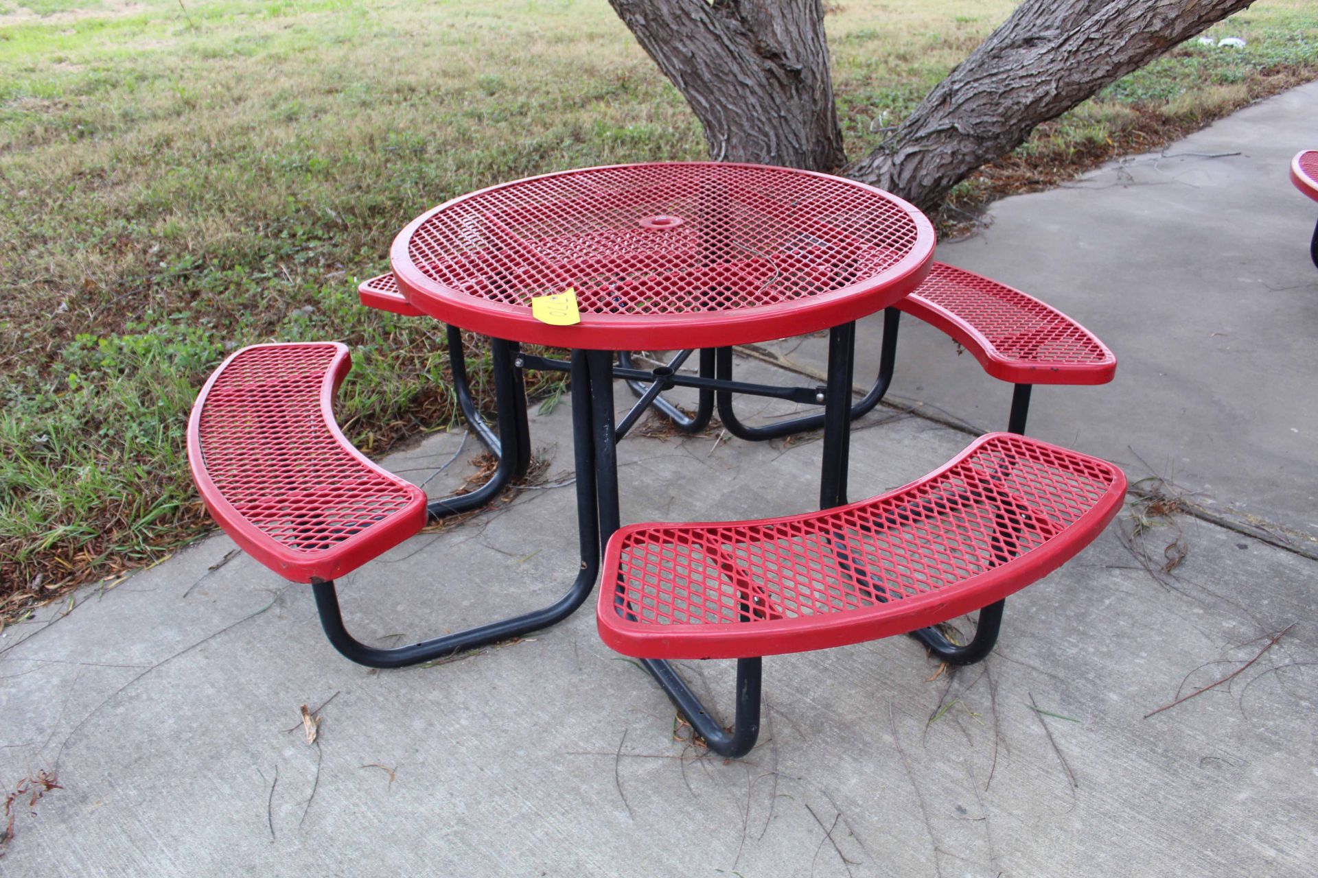 RED PICNIC TABLE, w/attach seats