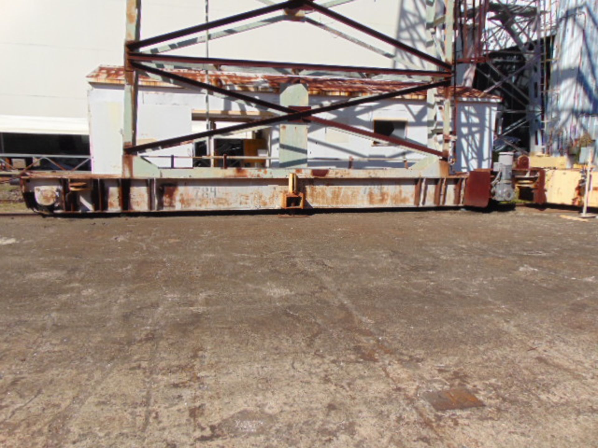 DOUBLE LEG GANTRY CRANE 30 T. X APPROX. 55' SPAN, dbl. leg, approx. 40' ht. under hook, electric - Image 7 of 7