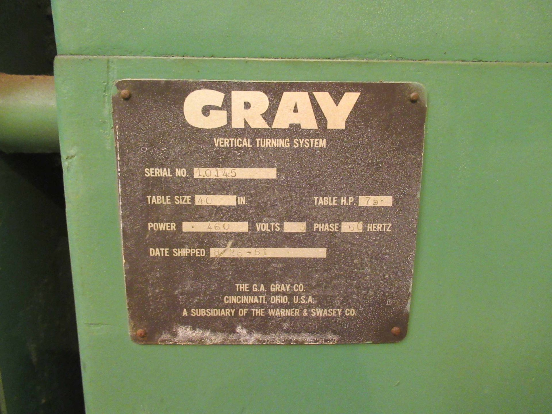 CNC VERTICAL TURNING SYSTEM, GRAY 40", retrofitted in 2006, G.E. Fanuc Series 0i-TB CNC control, 40" - Image 2 of 6