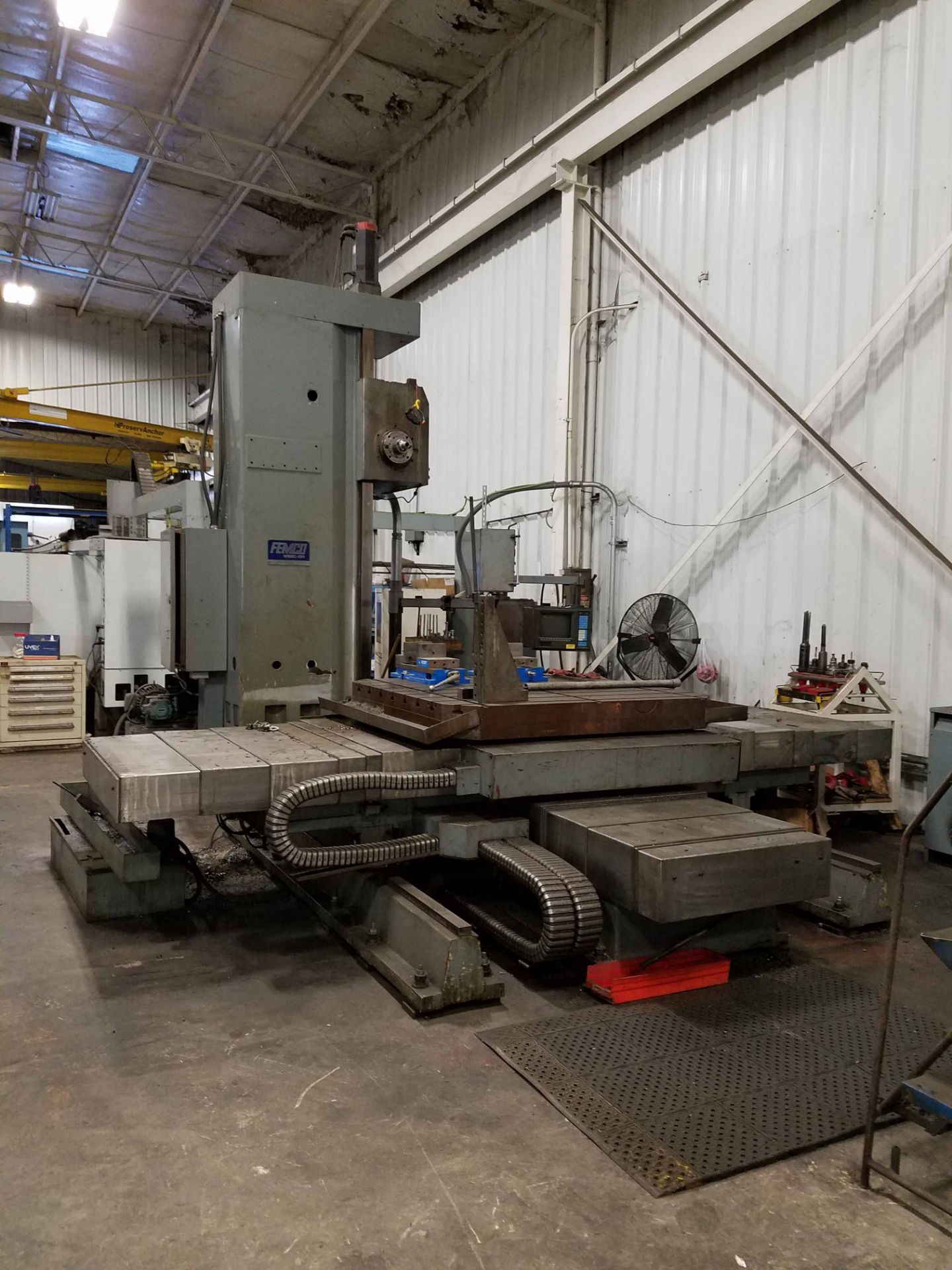 CNC HORIZONTAL BORING MILL, FEMCO WBMC-100, 3.94" spdl. dia., #50 taper, Fanuc 151 CNC control,