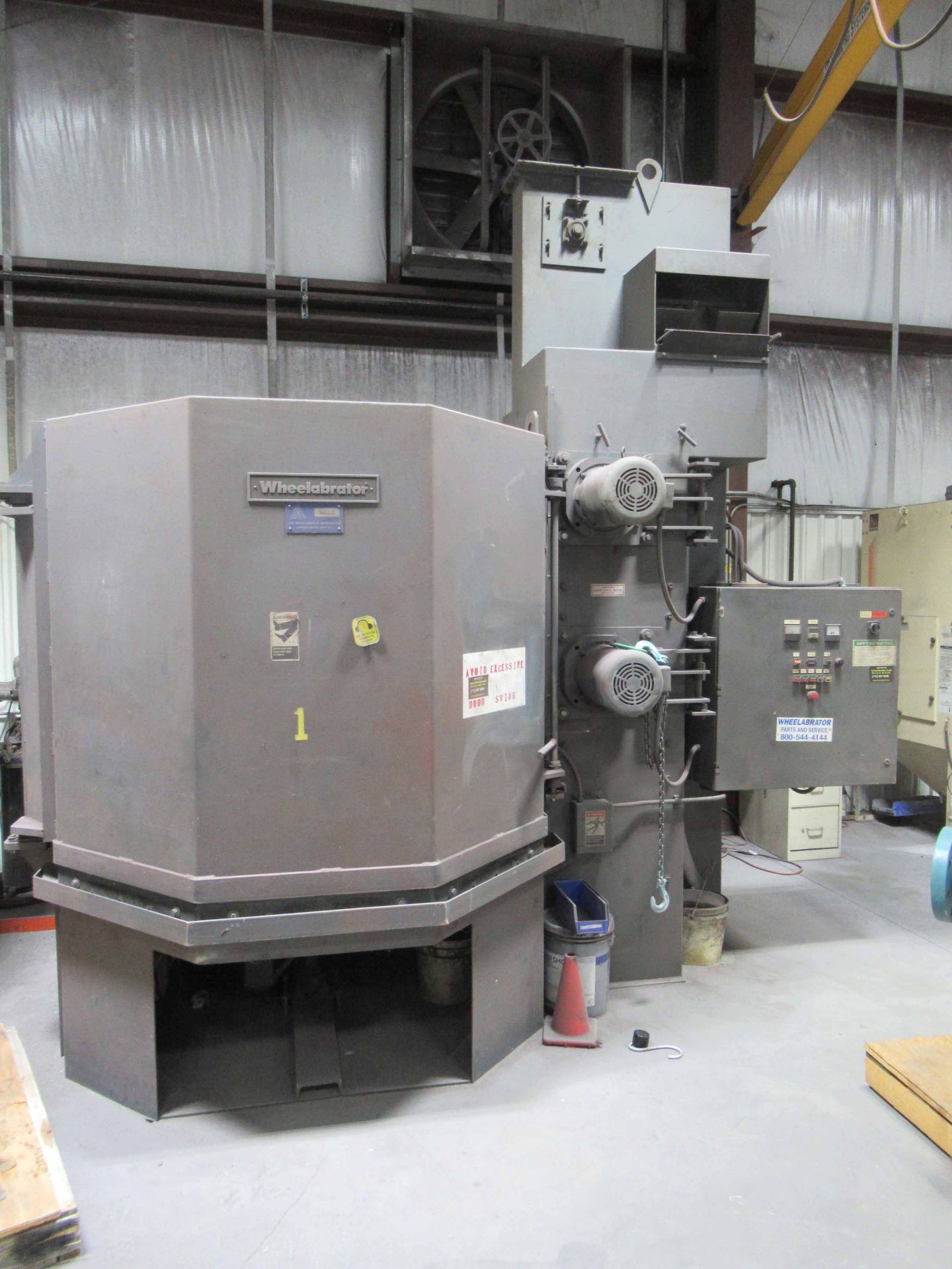 TABLE BLAST MACHINE, WHEELBRATOR 60", 60" x 52" work envelope, (2) 10 HP motors, reclamation system, - Image 7 of 7