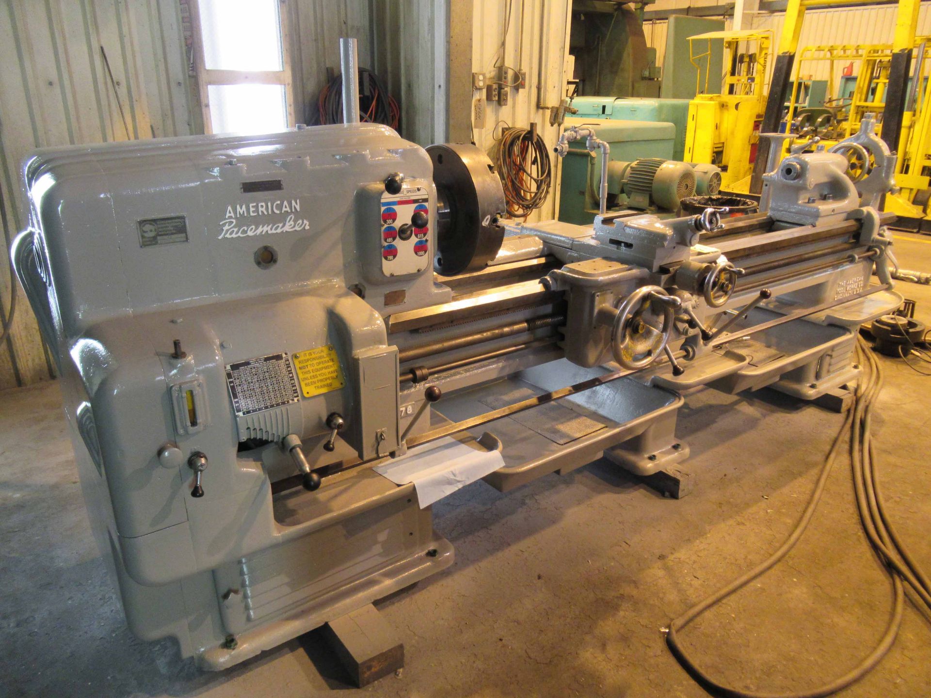 ENGINE LATHE, AMERICAN PACEMAKER 16" X 78", 15" dia 4-jaw chuck, taper, steady rest, spds: 17-1, - Image 2 of 4