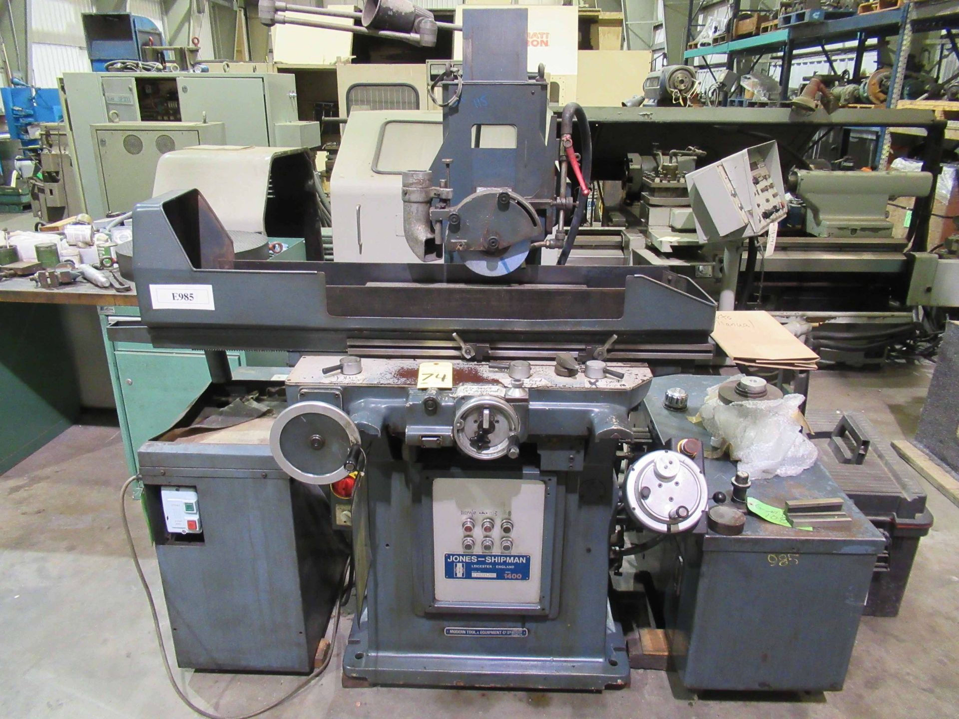 HYDRAULIC SURFACE GRINDER, JONES & LAMSON MDL. 1400, 8" X 24" electromagnetic chuck, S/N B0-