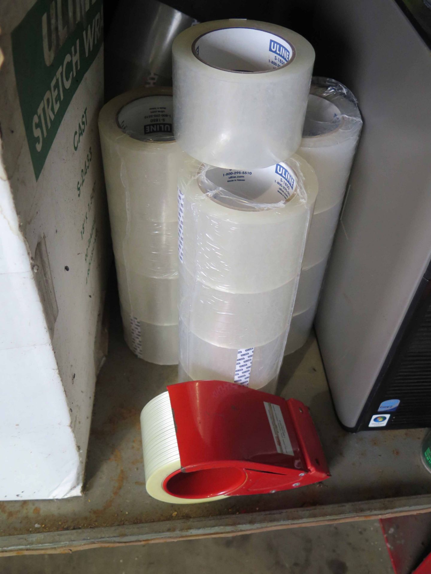 LOT CONSISTING OF: Uline 18" paper roll dispenser, plastic cable ties, rolls of shrink wrap, - Image 3 of 3