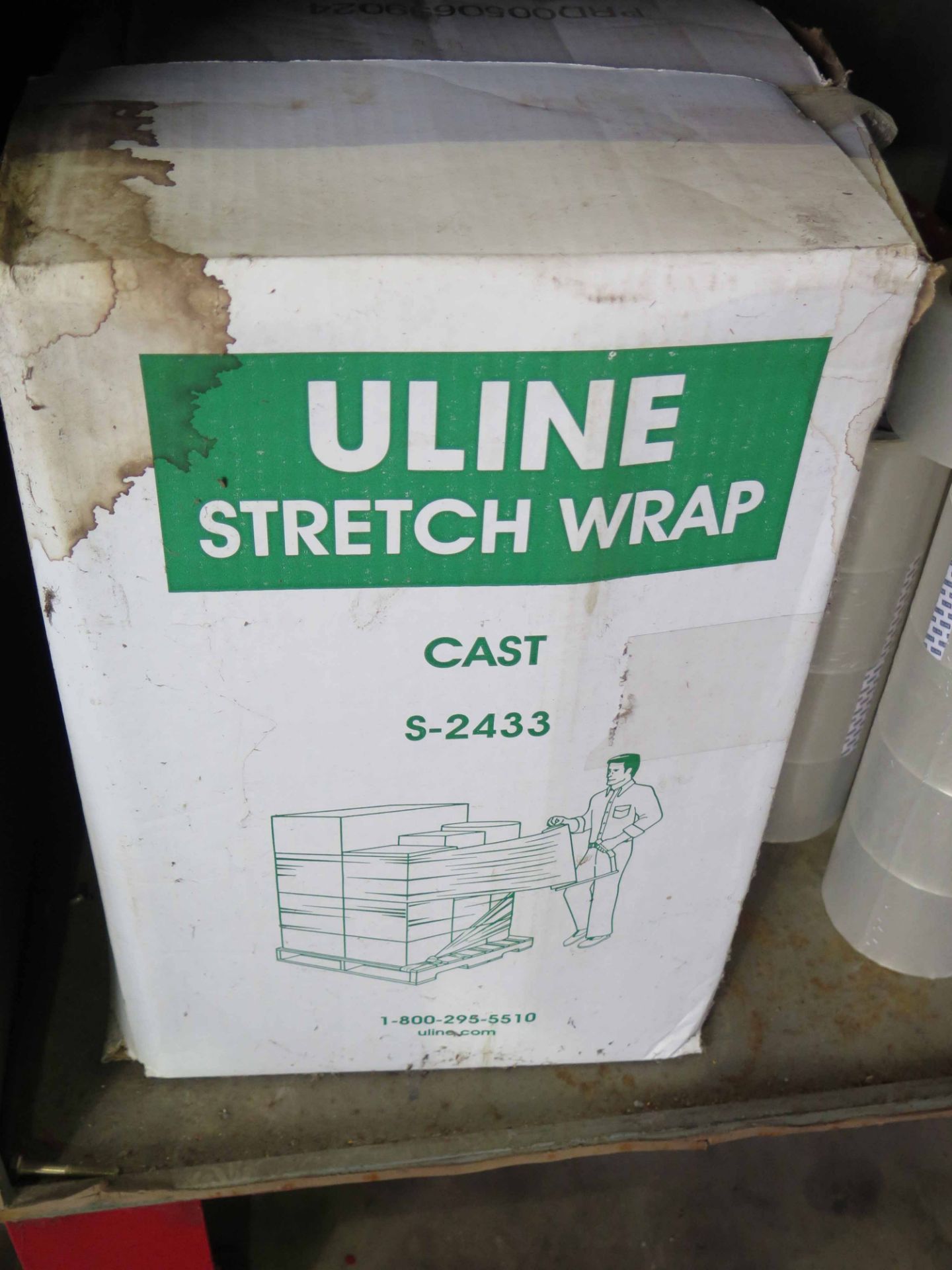 LOT CONSISTING OF: Uline 18" paper roll dispenser, plastic cable ties, rolls of shrink wrap,