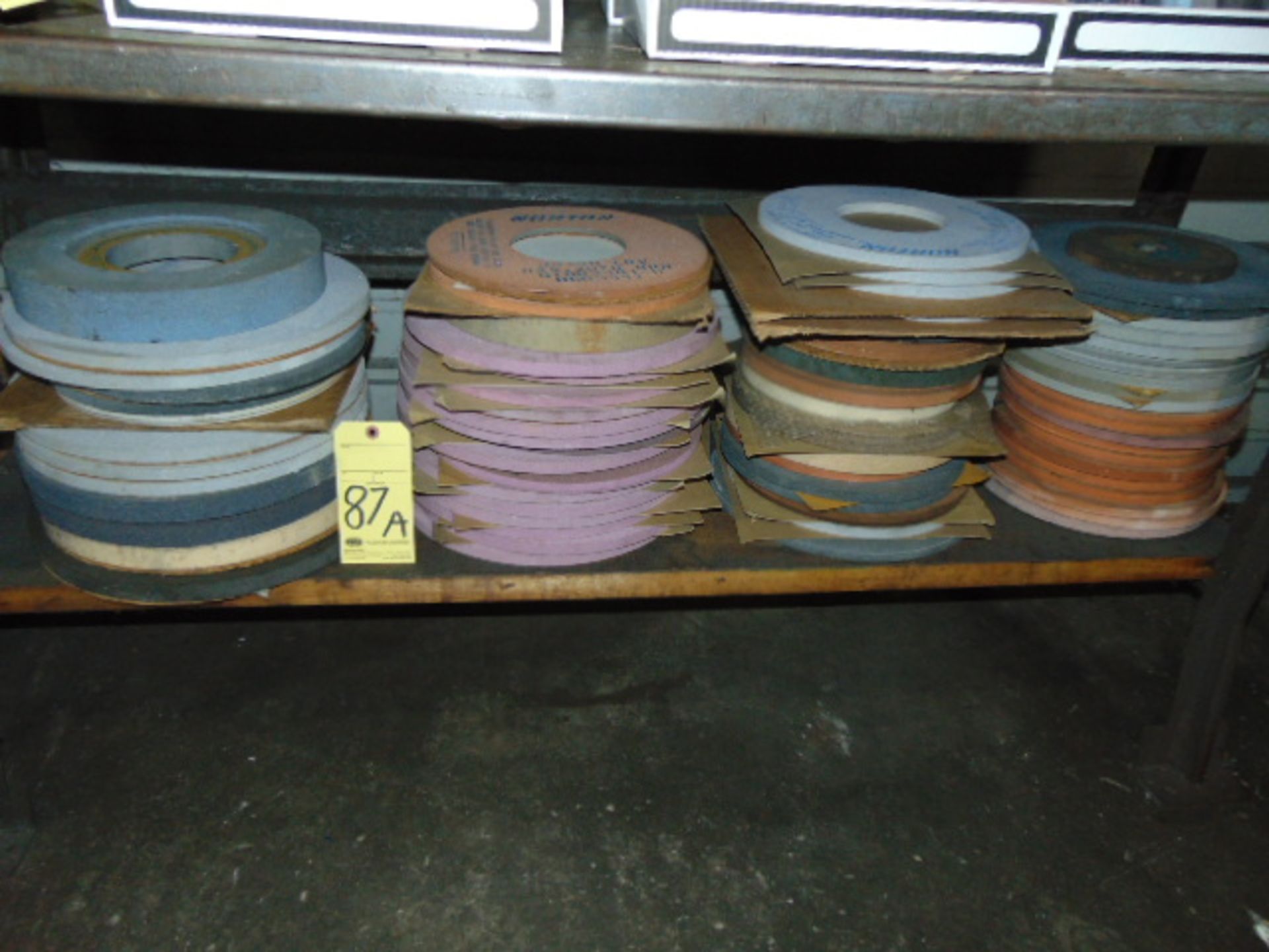 LOT OF GRINDING WHEELS, ASSORTED (UNDER ONE BENCH)