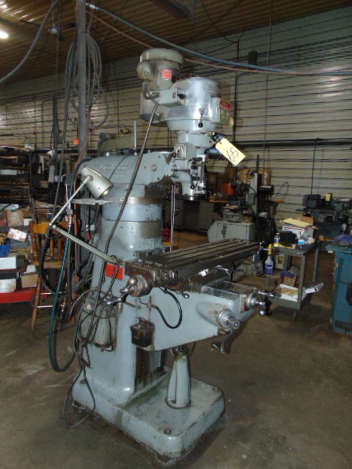 VERTICAL TURRET MILL, BRIDGEPORT SERIES 1, 42” table, 2 HP motor, long. pwr. feed, D.R.O., chrome