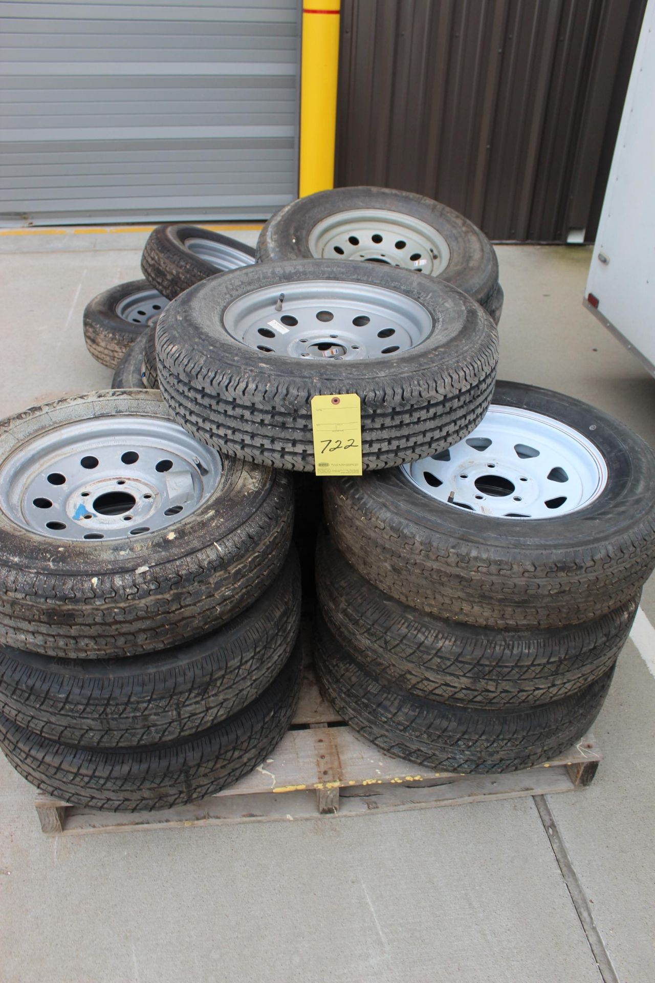 LOT OF SPARE TRAILER TIRES (on two pallets)