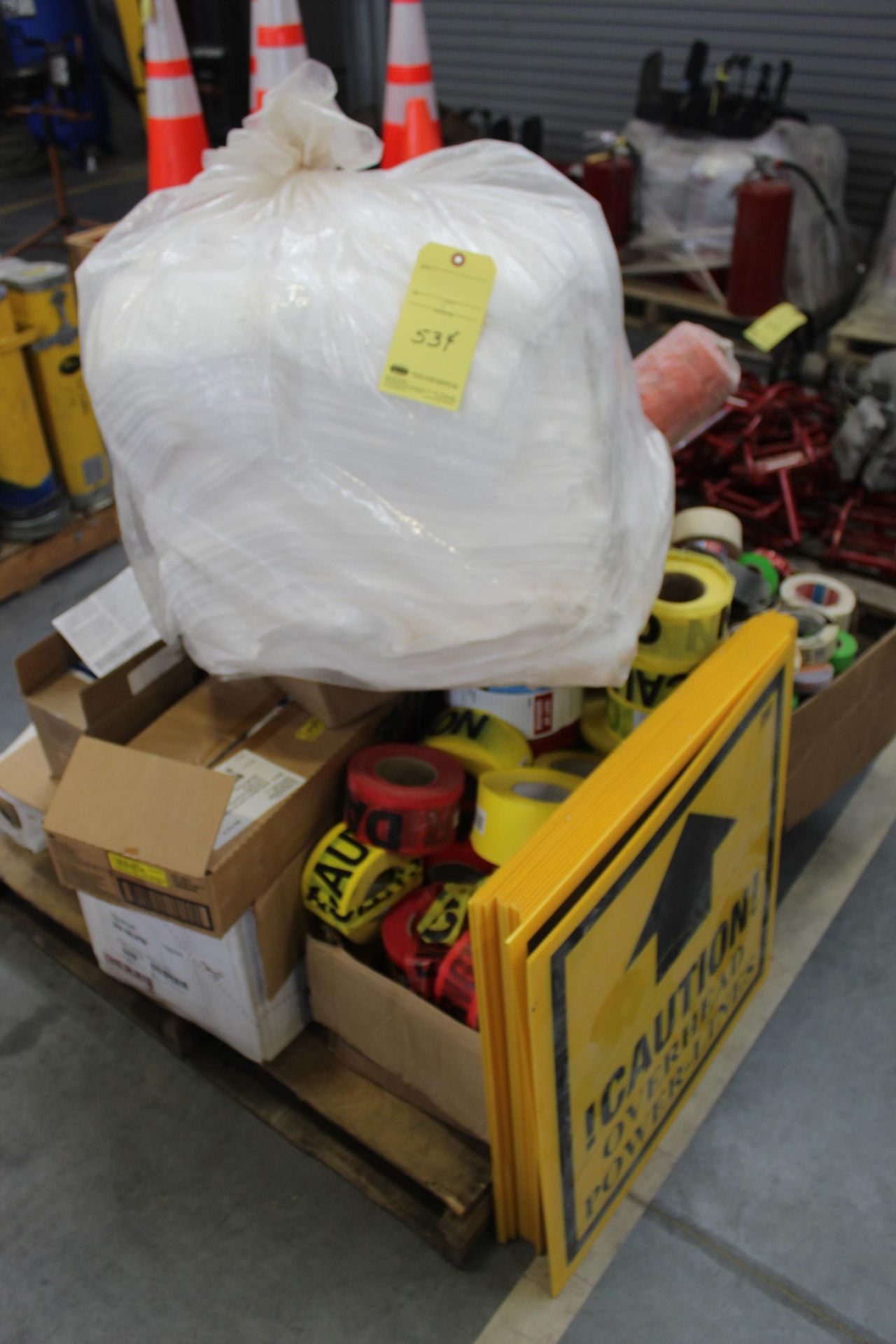 LOT CONSISTING OF: shop supplies, tape, paint brushes, etc. (new) (on one pallet)