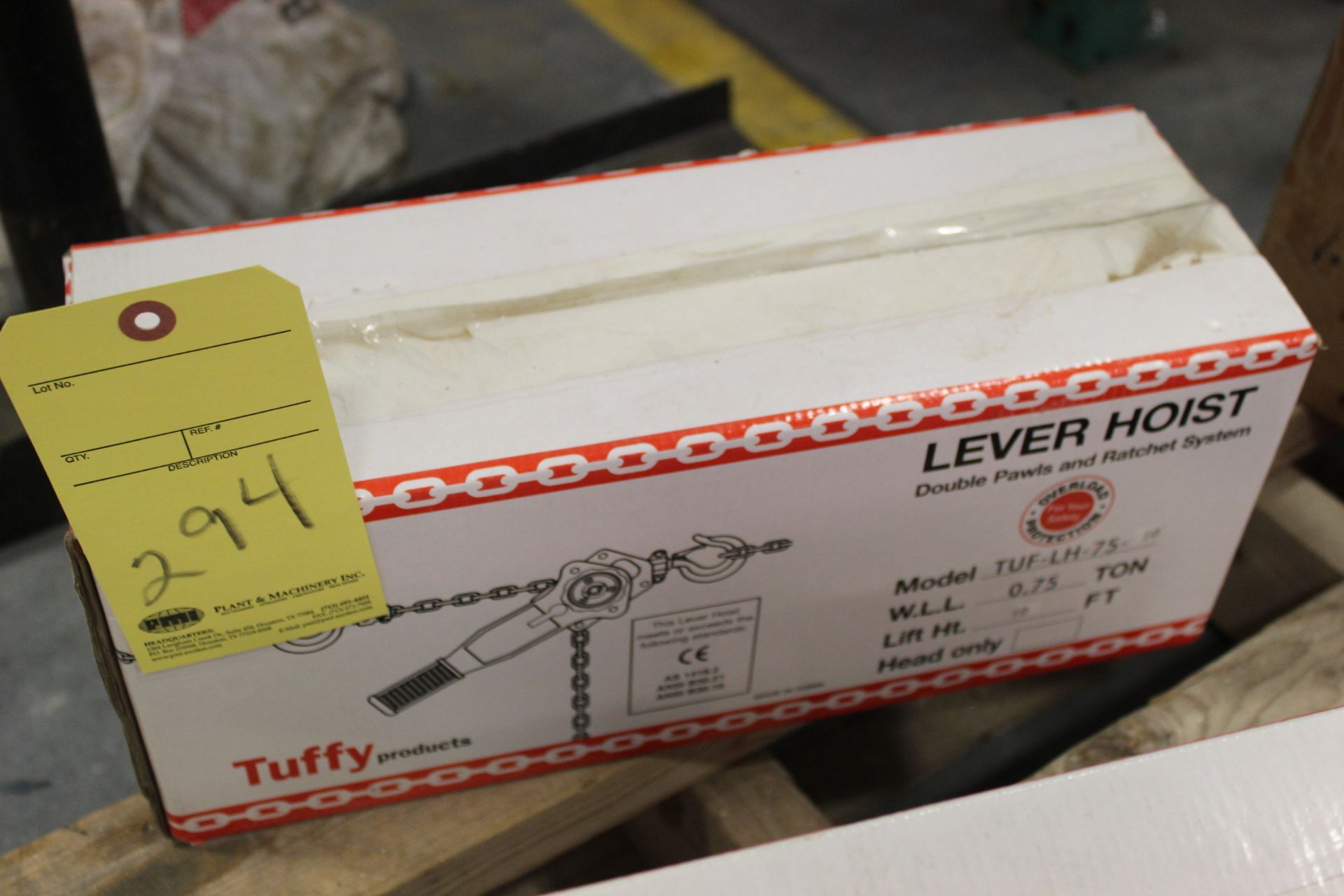 LEVER HOIST, TUFFY 3/4 T. CAP. (new)