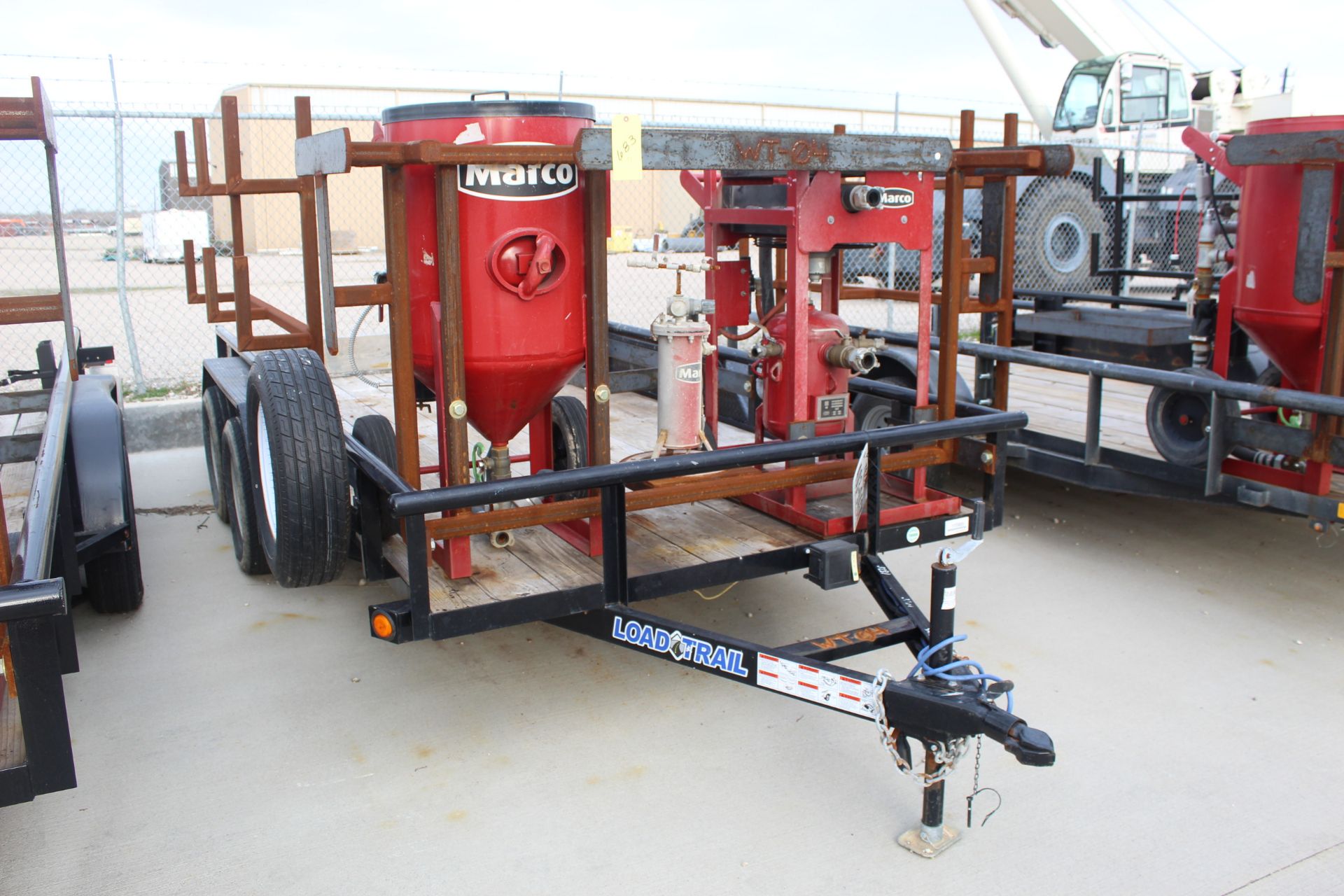 PORTABLE OFF-SITE SANDBLAST TRAILER, 16', w/Marco blast pot, dryer & accumulator