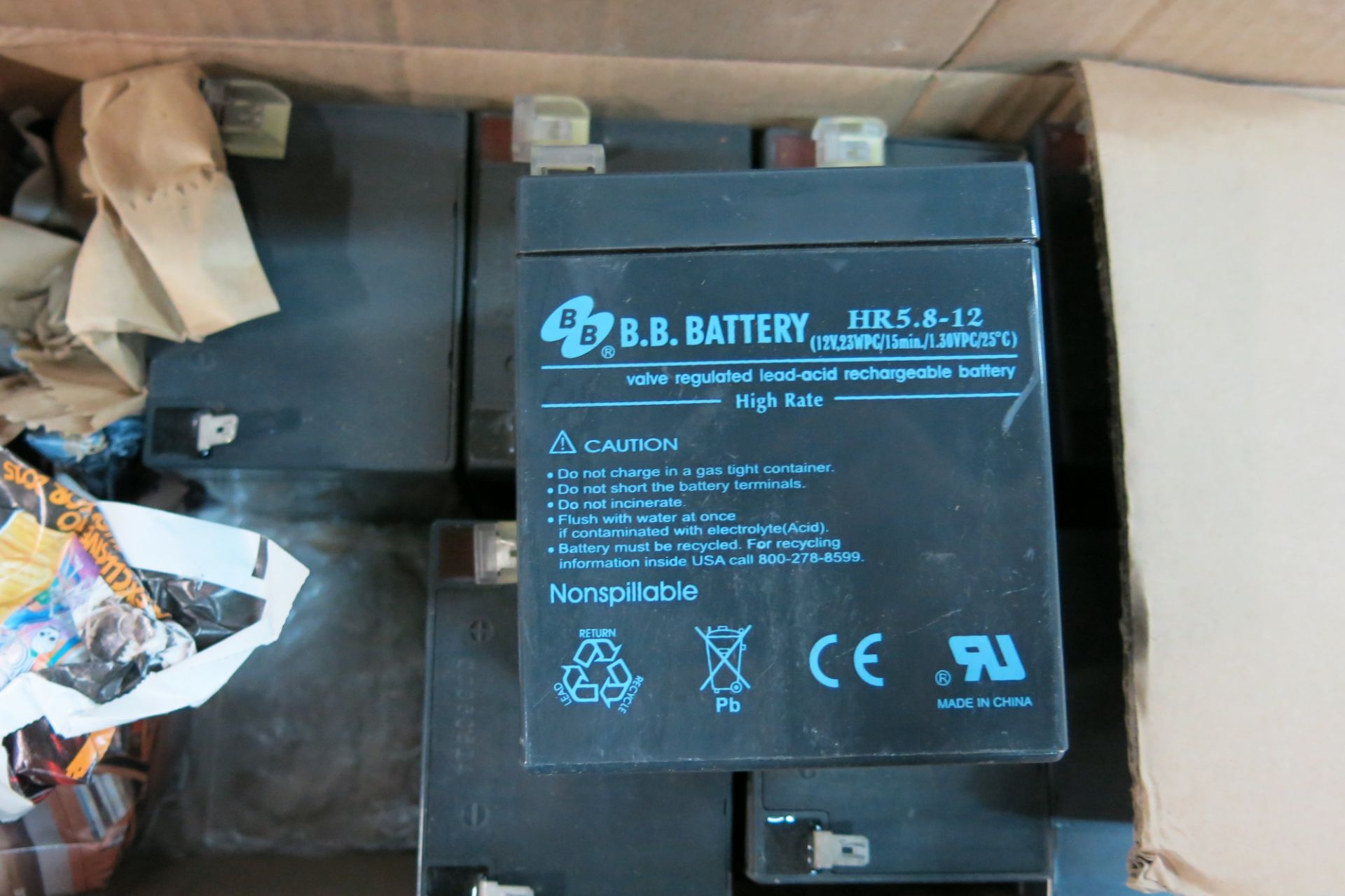 LOT OF (8) BB BATTERY, HR5.8-12, VALVE REGULATED LEAD-ACID RECHARGEABLE BATTERIES - Image 3 of 4