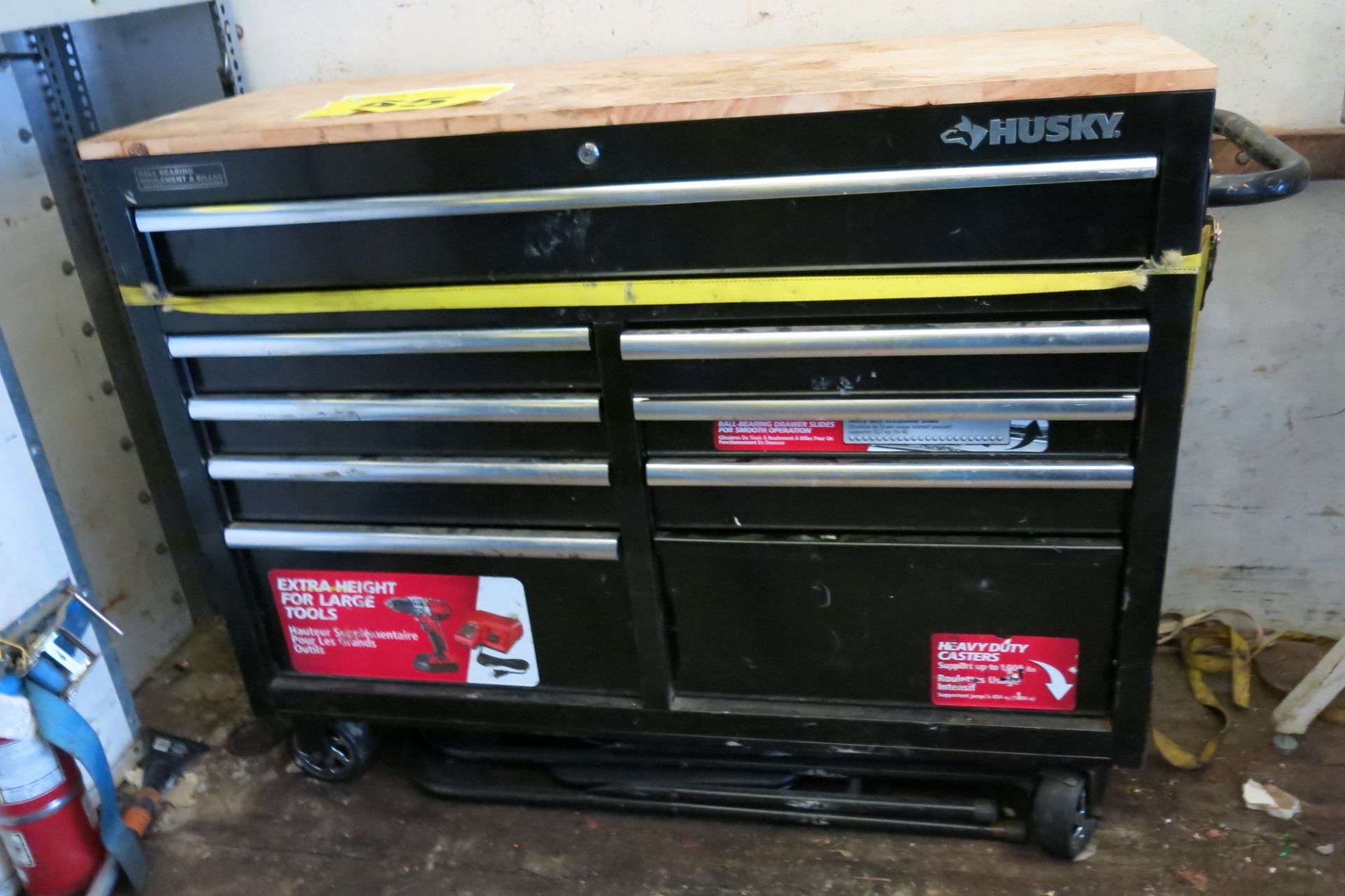 HUSKY, 9 DRAWER, BLACK, TOOL BOX WITH CONTENTS