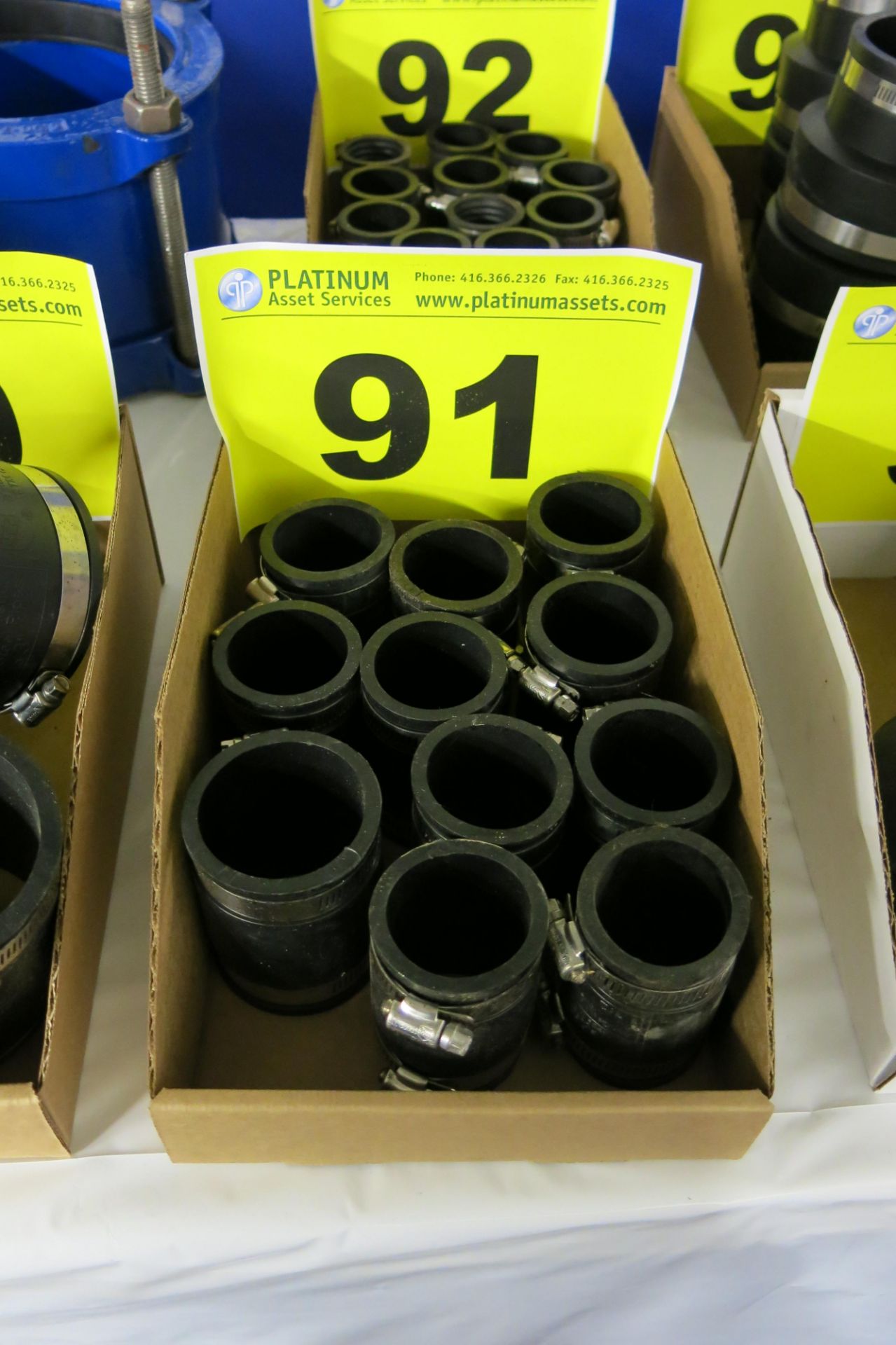 LOT OF (11) ALL-GAIN, FC-1515, 1 1/2" - 1 1/2", FLEXIBLE COUPLINGS FOR CAST IRON, PLASTIC OR STEEL