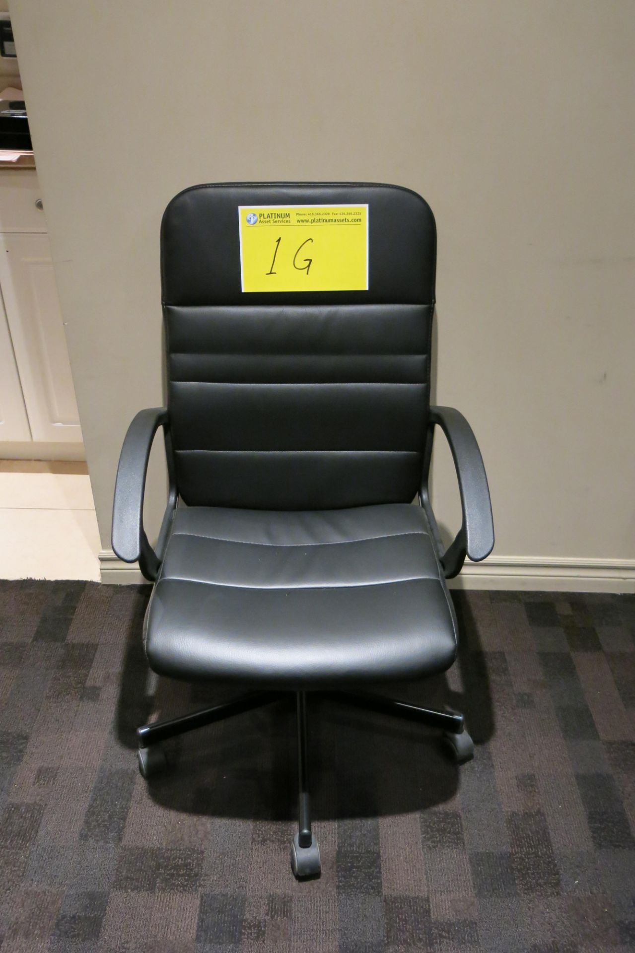 BLACK LEATHER BOARDROOM CHAIR ON WHEELS