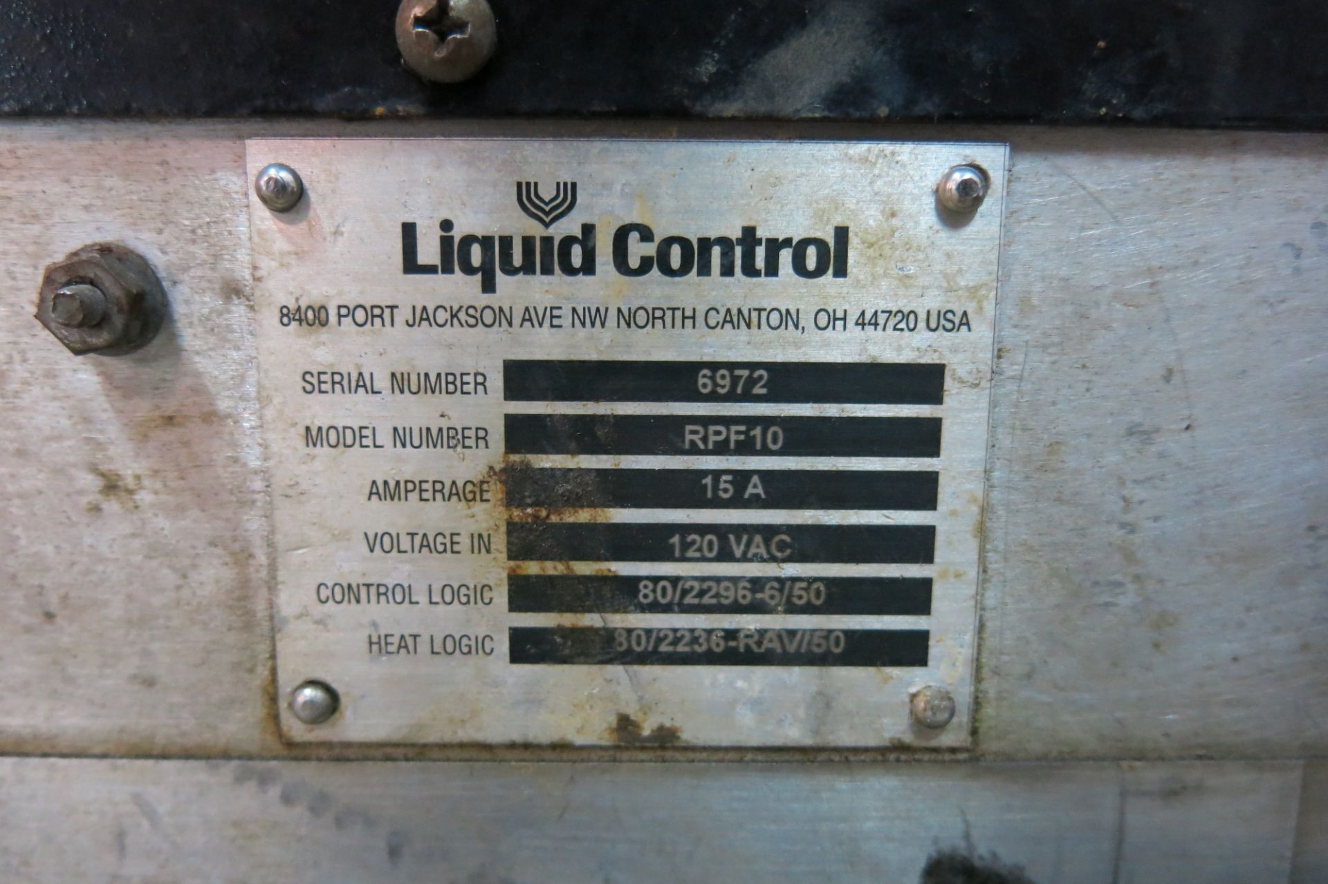 LIQUID CONTROL, RPF10, MIXING SYSTEM, S/N 6972 - Image 6 of 6