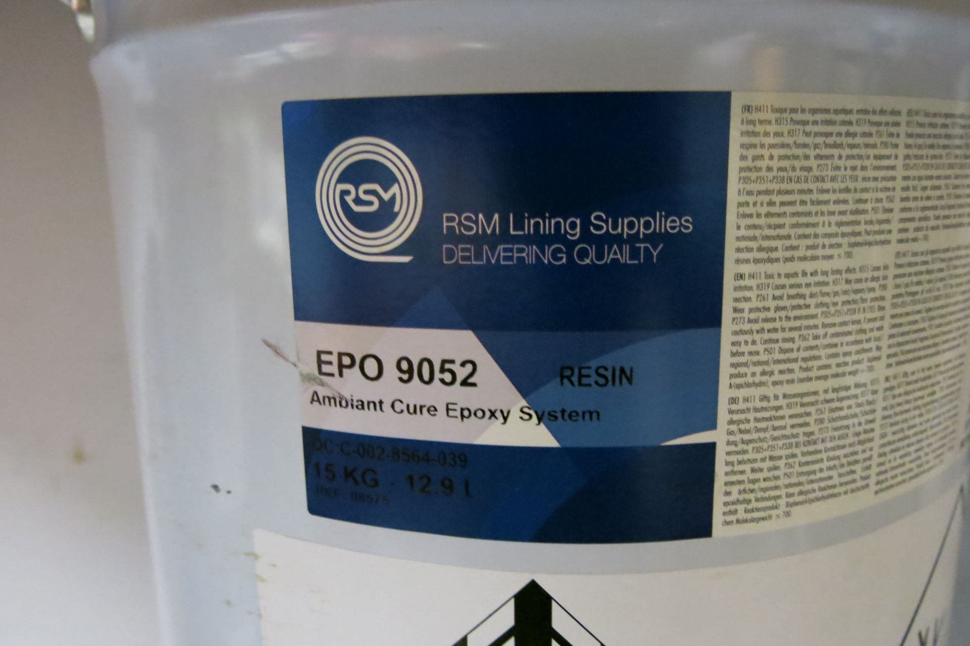 LOT OF RSM LINING, EPO 9052, AMBIENT CURE EPOXY SYSTEM RESIN - Image 3 of 3