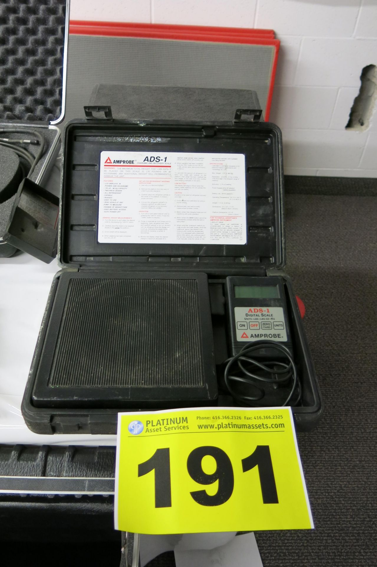 AMPROBE, ADS-1, CHARGING AND RECOVERY DIGITAL SCALE