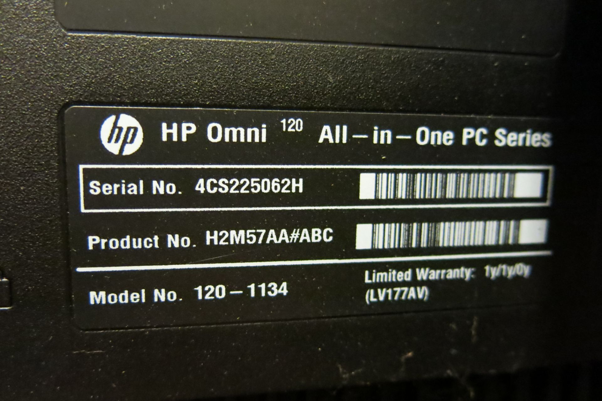 HP, OMNI 120, ALL-IN-ONE PC SERIES, 120-1134, DESKTOP COMPUTER WITH KEYBOARD AND MOUSE, WINDOWS 7 - Image 3 of 3