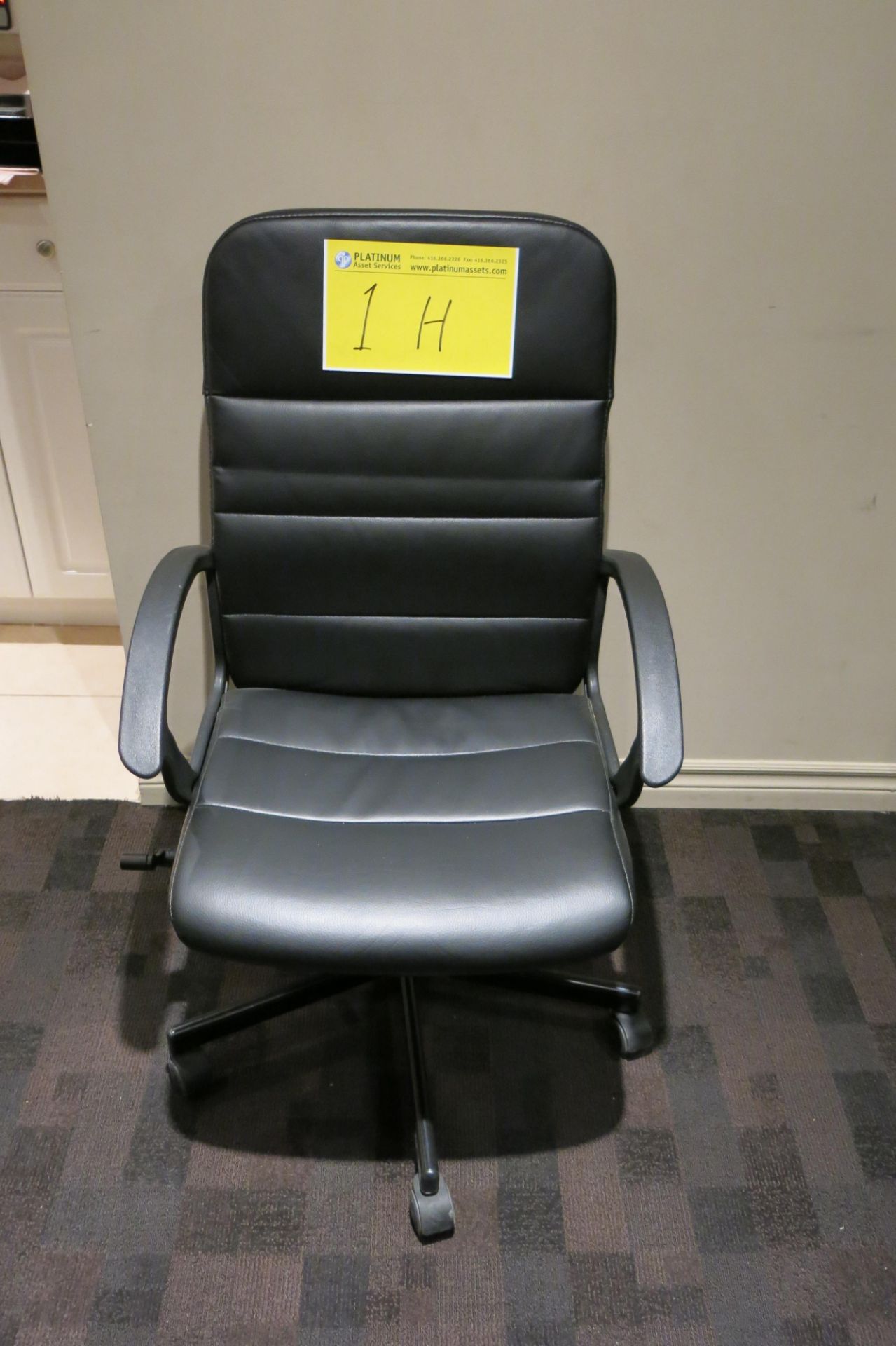 BLACK LEATHER BOARDROOM CHAIR ON WHEELS