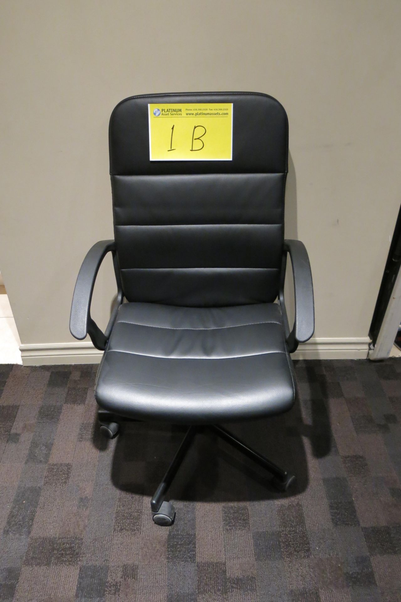 BLACK LEATHER BOARDROOM CHAIR ON WHEELS