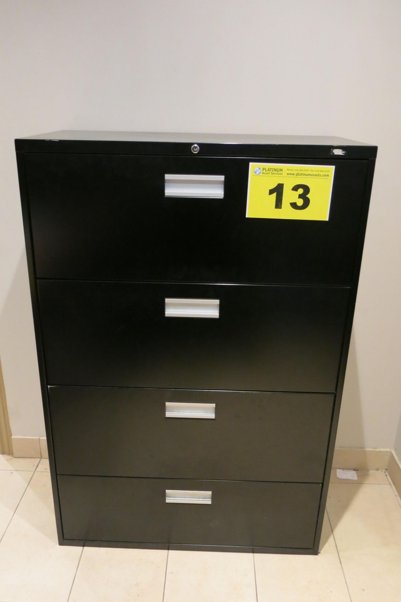 LATERAL FILING CABINET, 4-DRAWER, BLACK