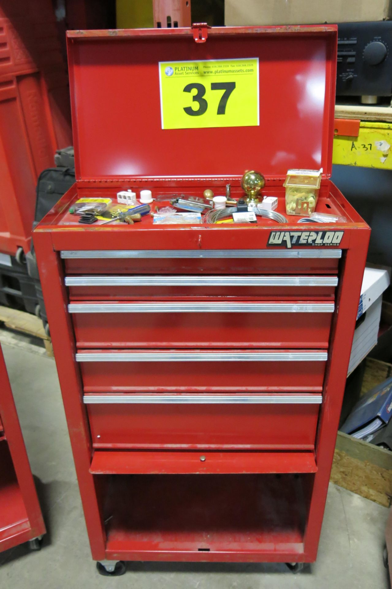 WATERLOO, SHOP SERIES, RED, TOOL CABINET WITH CONTENTS